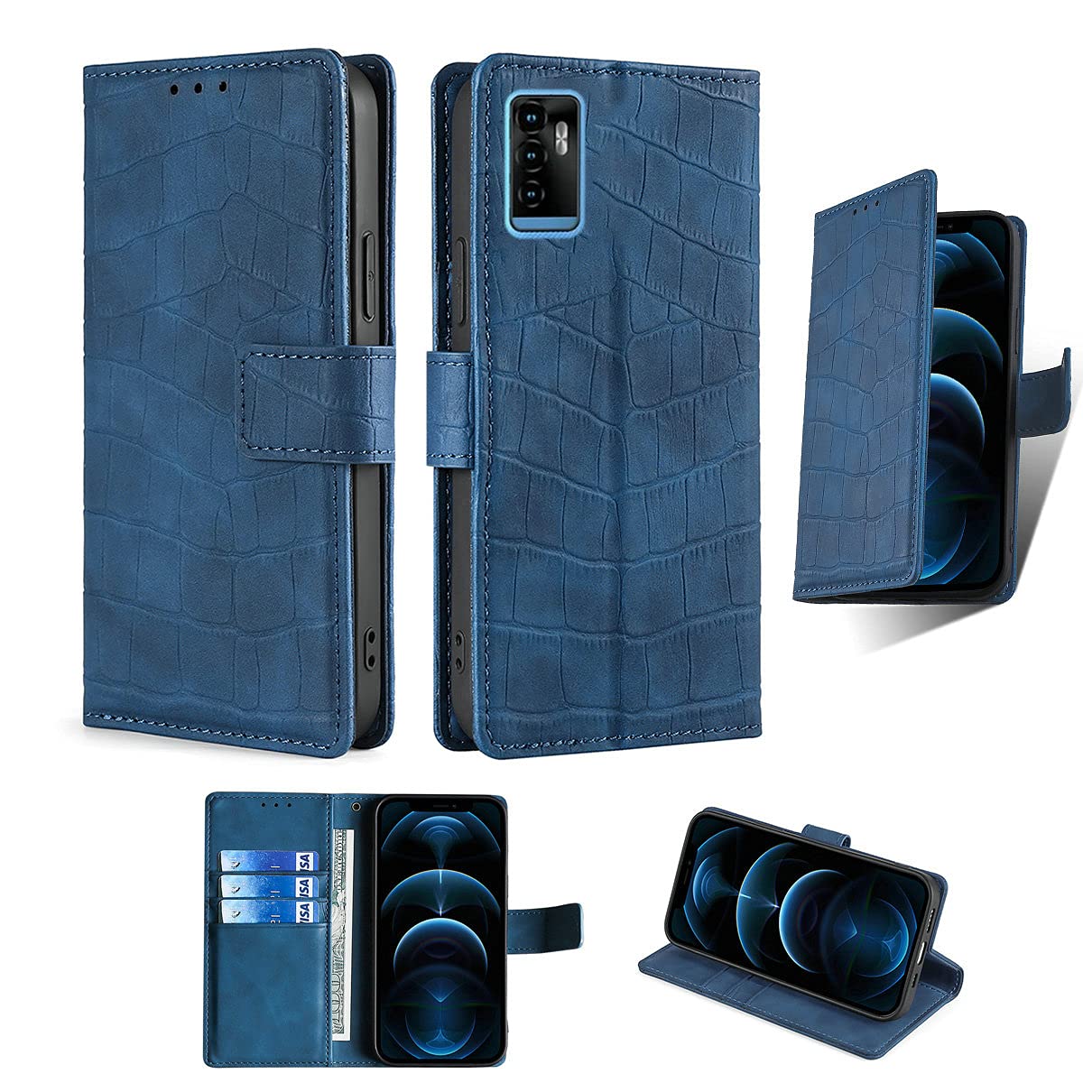 Premium Flip Stand Case for ZTE Blade 11 Prime & A71 - Shockproof Protective Cover with Card Slot (Blue) | Perfect for Work, Travel & Hands-Free Video Calls