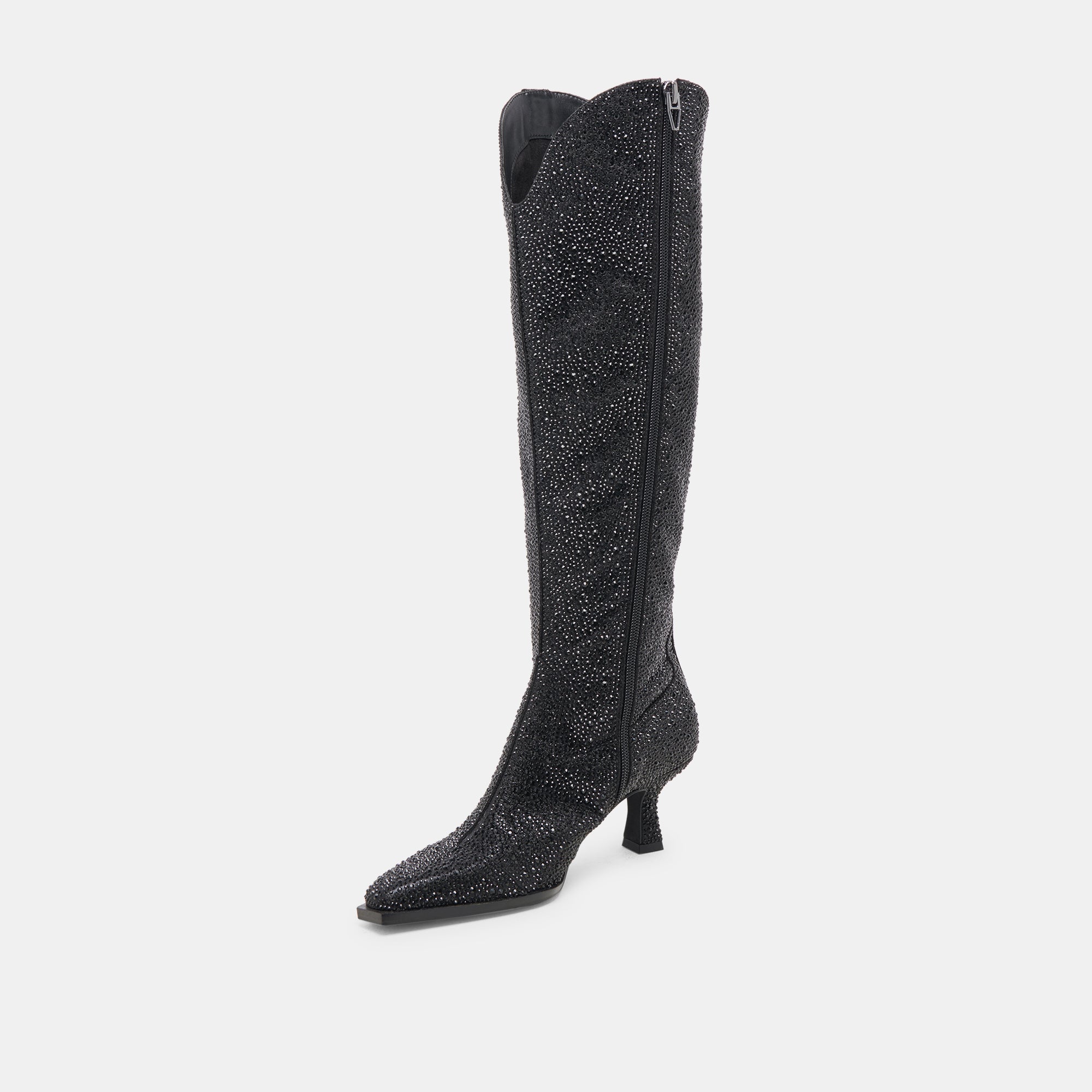 Ariana Black Metallic Crystal Boots for Women - Stylish & Elegant Party Shoes for Night Out, Wedding, and Special Occasions