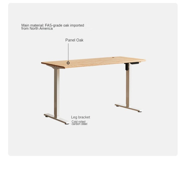 Premium Solid Oak & Black Walnut Electric Height Adjustable Standing Desk - Ergonomic Home Office Workstation for Remote Work & Study