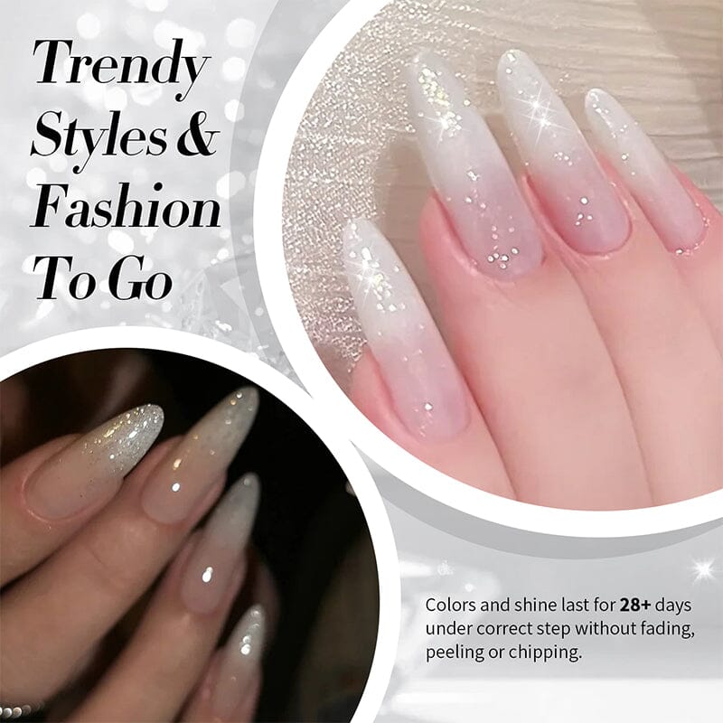 White Reflective Glitter Gel Polish - SZ12 Milky Melee 10ml Nail Art Kit for Manicure & Pedicure - Perfect for Salon, Home DIY, Parties & Special Occasions