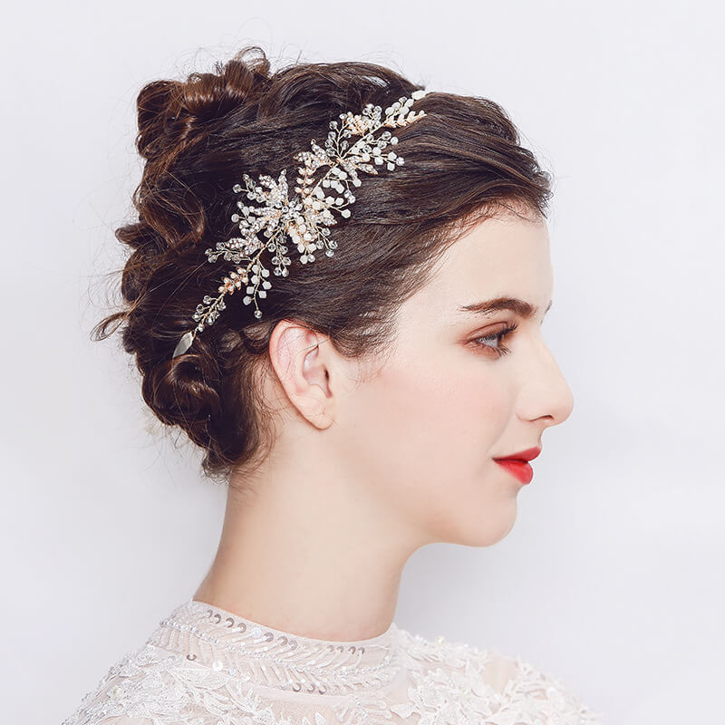 Elegant Crystal & Pearl Wedding Hair Sash Belt for Brides - Bridal Hair Accessory for Weddings, Prom, Special Occasions
