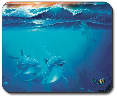 Dolphins at Play Art Plates Brand Mouse Pad - Non-Slip Gaming & Office Desk Accessory for Computers, Laptops