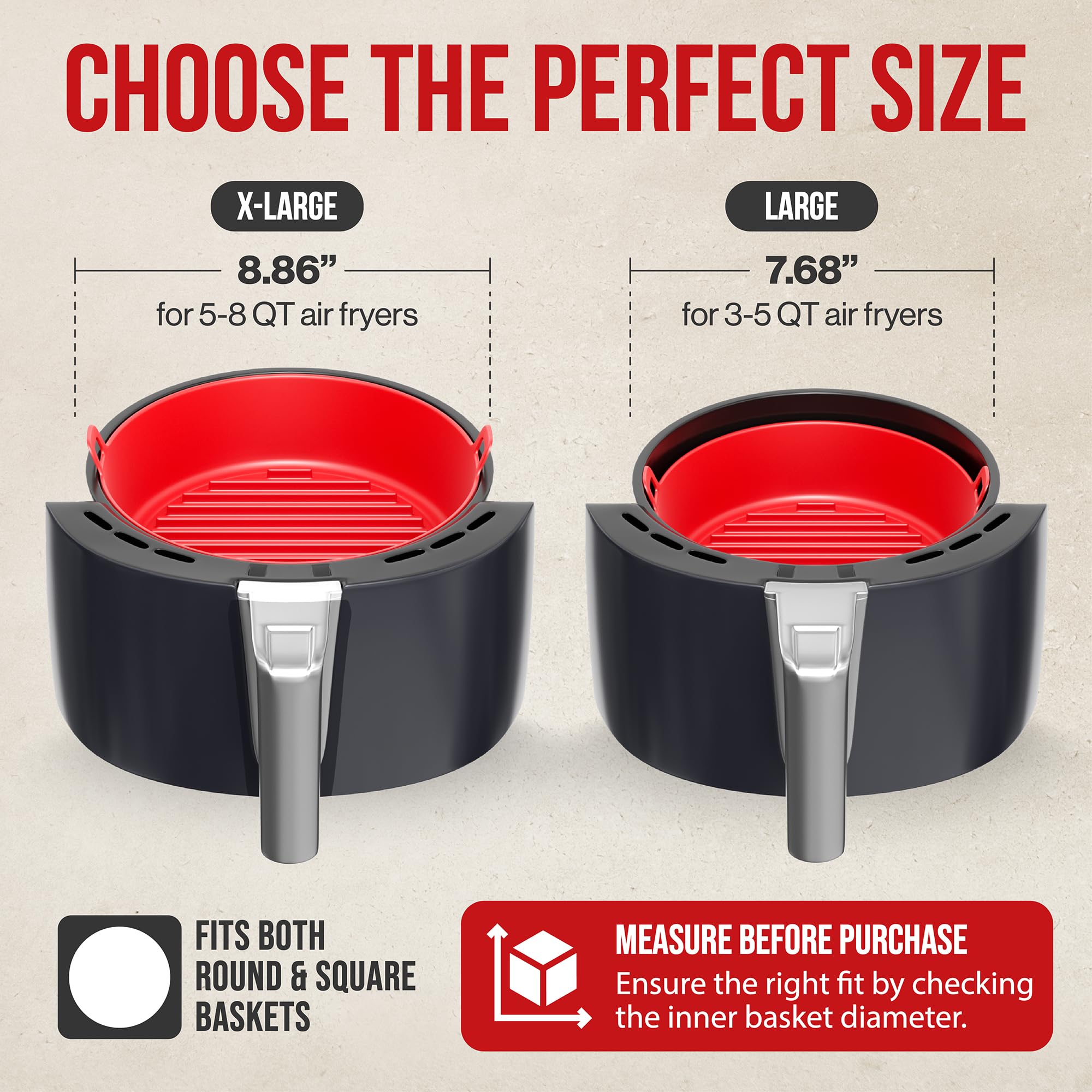WAVELU Extra Strong Air Fryer Silicone Pot Liner - Food Safe Oven Accessories for 5.3QT+ Air Fryers | Replaces Flammable Parchment Paper | Easy Cleaning Basket | Perfect for Healthy Cooking, Meal Prep & Family Dinners