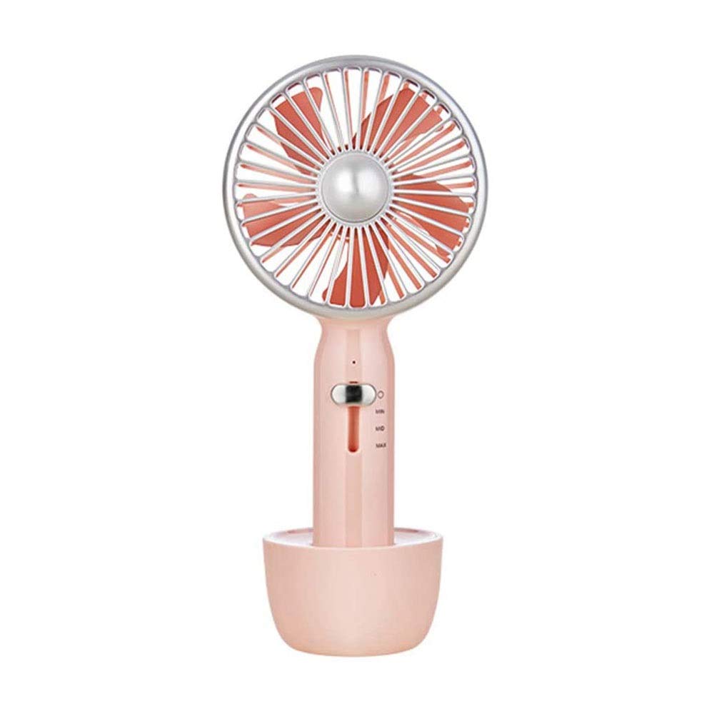 Qin Fans USB Rechargeable Mini Fan - Portable Personal Desk Fan with 360° Rotation, Quiet Operation for Home, Office, Library & Outdoor Use - Pink (Lasting Battery Life, Perfect for Travel, Camping & Hot Weather)