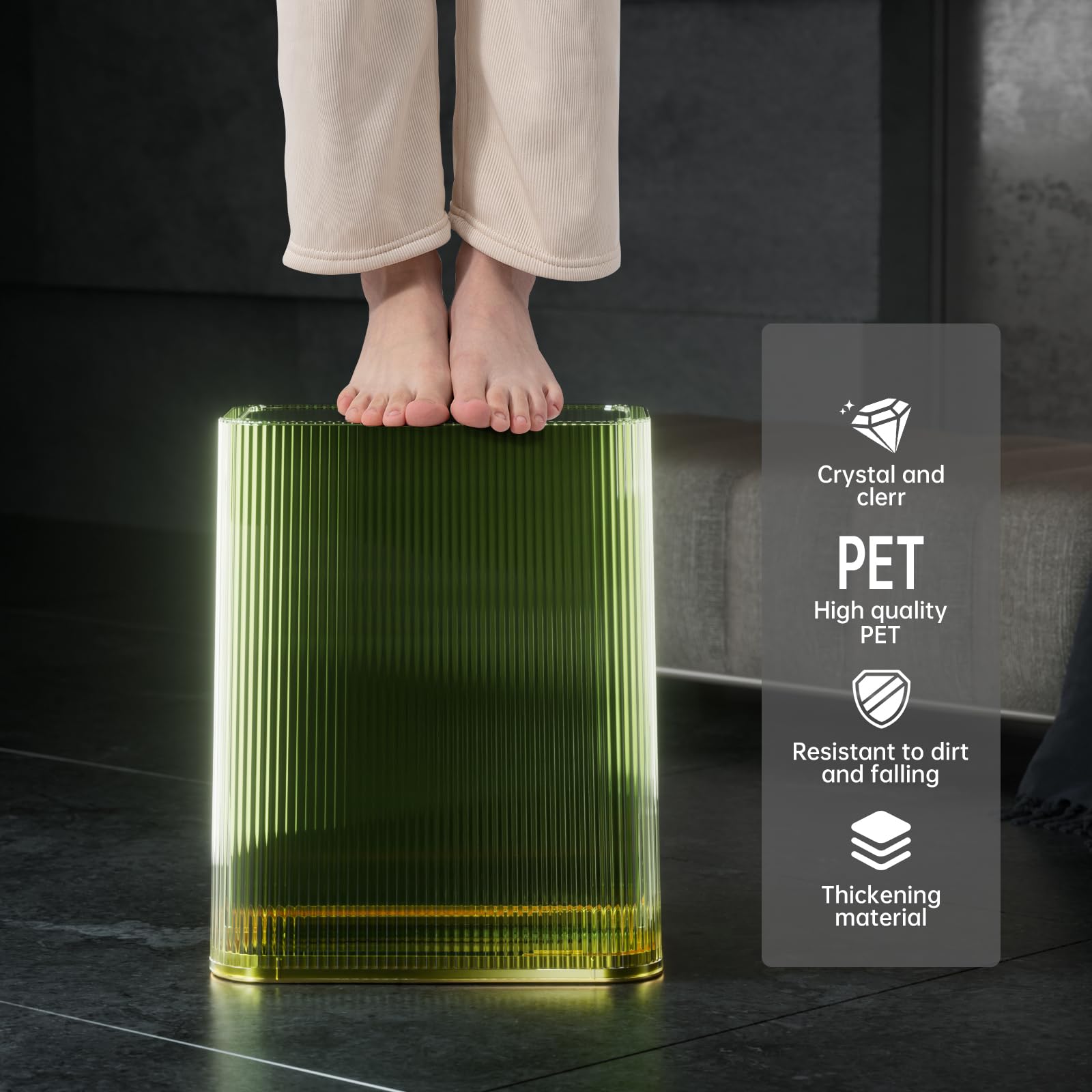 2 Pack Small Bathroom Trash Can with Lid - 2.6 Gallon Slim Plastic Waste Basket, Dog Proof & Odor Control - Perfect for Bathroom, Bedroom, Office & Kitchen - Green Waste Bin for Home & Office Use