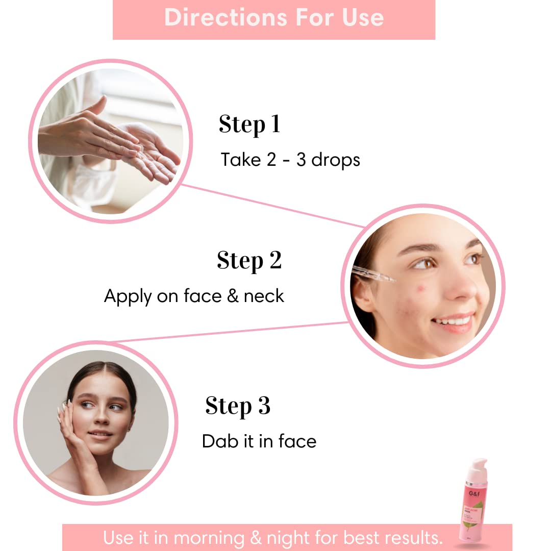 G&F Anti Acne Face Serum - All Natural Acne Treatment & Pimple Solution for Oily, Acne-Prone & Sensitive Skin | Skin Purifying Serum for Men & Women | 30ml | Perfect for Daily Skincare Routine & Blemish Control