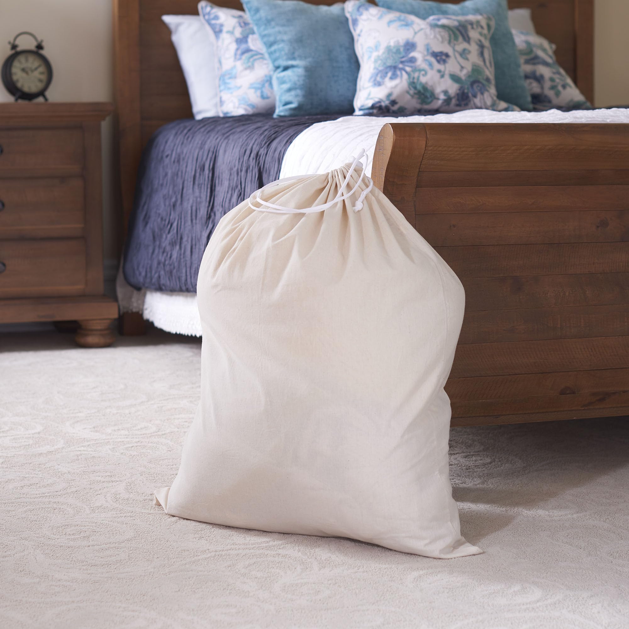 Extra Large 120L Natural Cotton Laundry Bag for College Dorm, Travel & Home Use - Breathable Beige Hamper for Clothes Storage & Organization