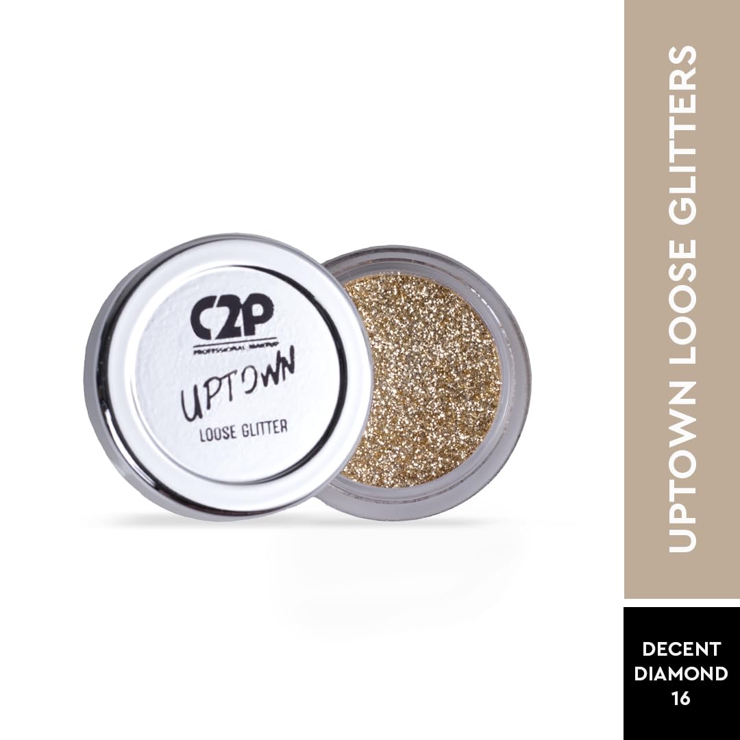 C2P Pro Uptown Glitter Eyeshadow for Face and Body | Loose Cosmetic Glitter for Eye Makeup, Face Art & Body Shimmer - Vegan, Cruelty-Free, 3g - Perfect for Festival, Party & Special Occasion Makeup Looks
