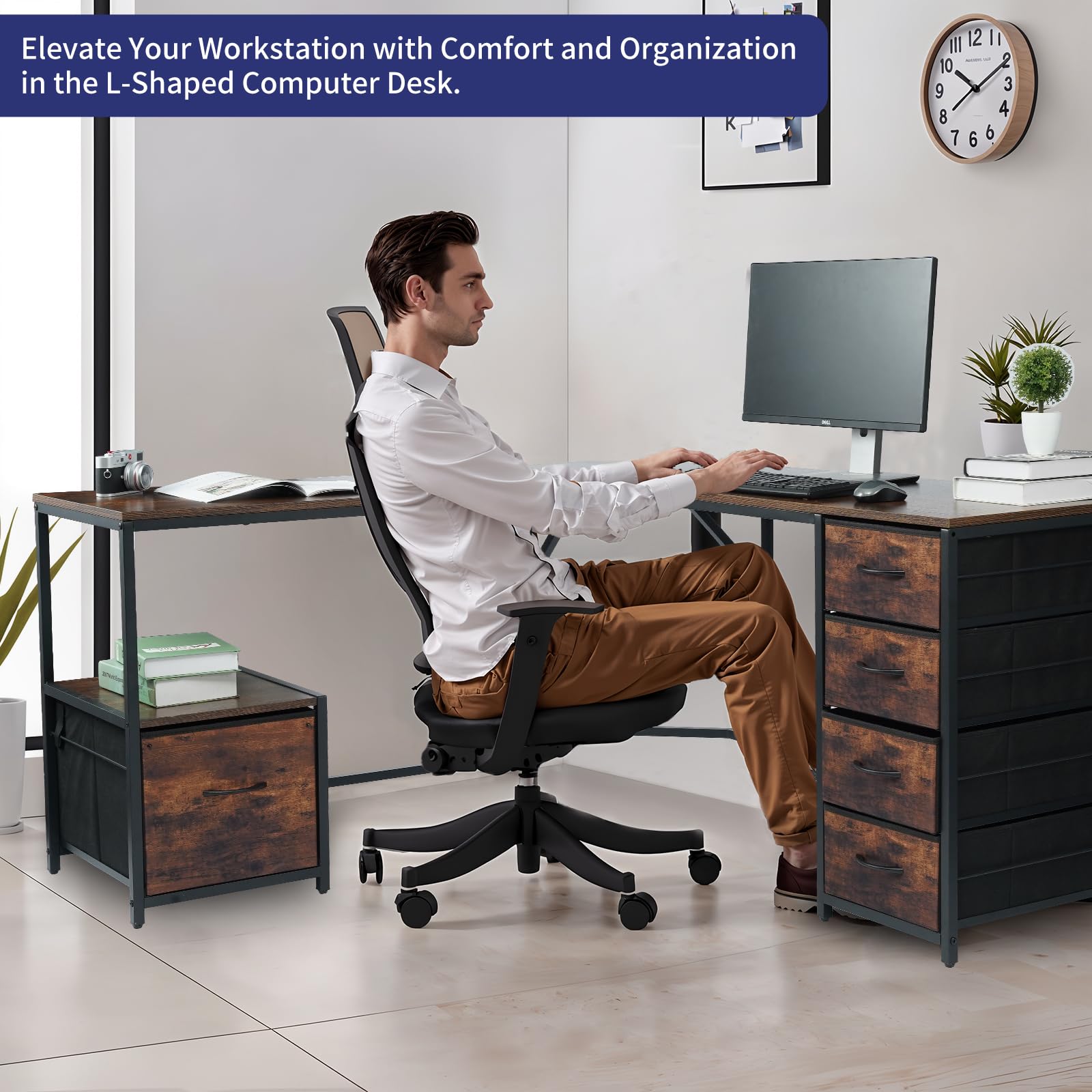 TOPSKY L-Shaped Corner Desk with 18.9