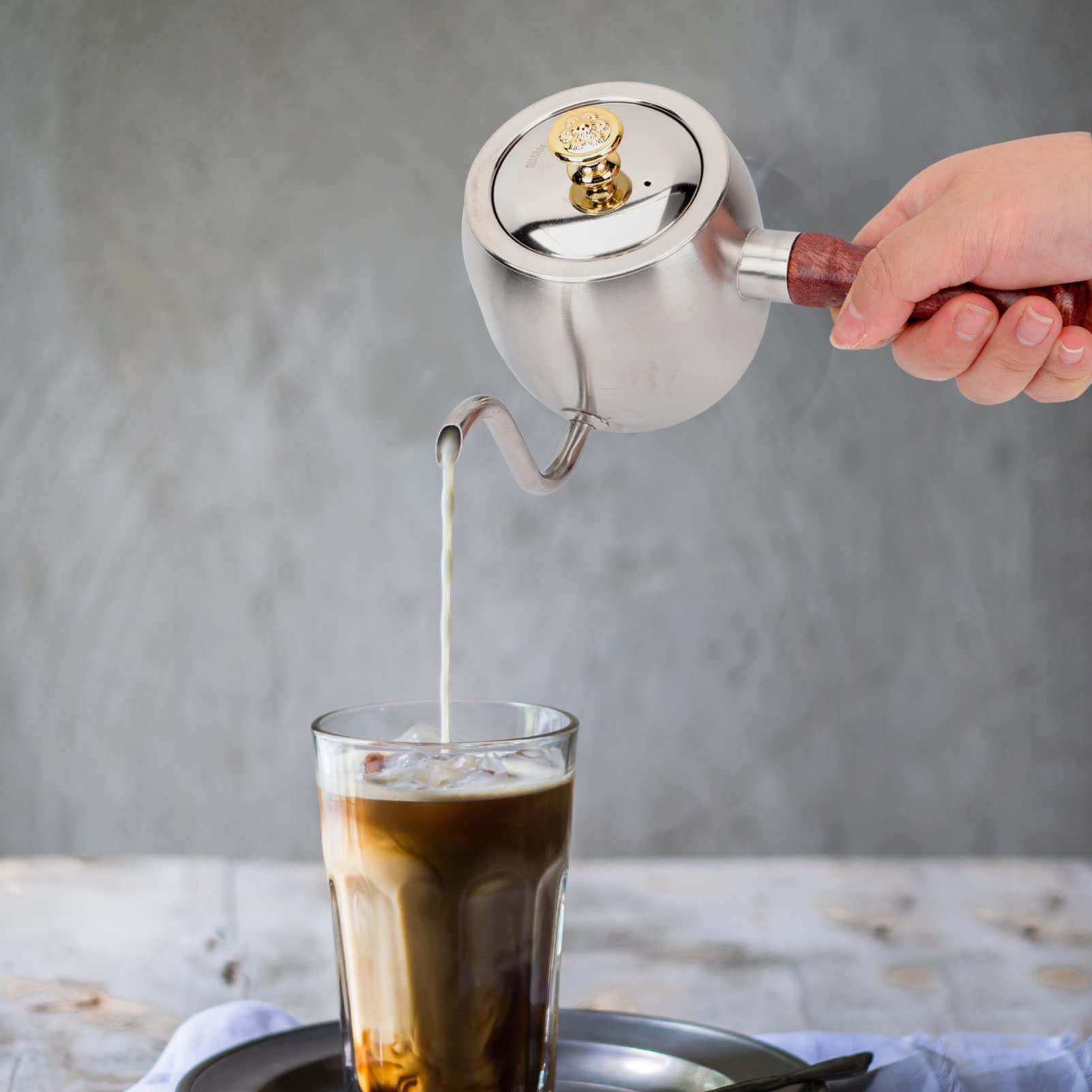 Premium Stainless Steel Gooseneck Kettle for Espresso, Drip Coffee & Turkish Coffee - Perfect for Home, Office & Specialty Brewing