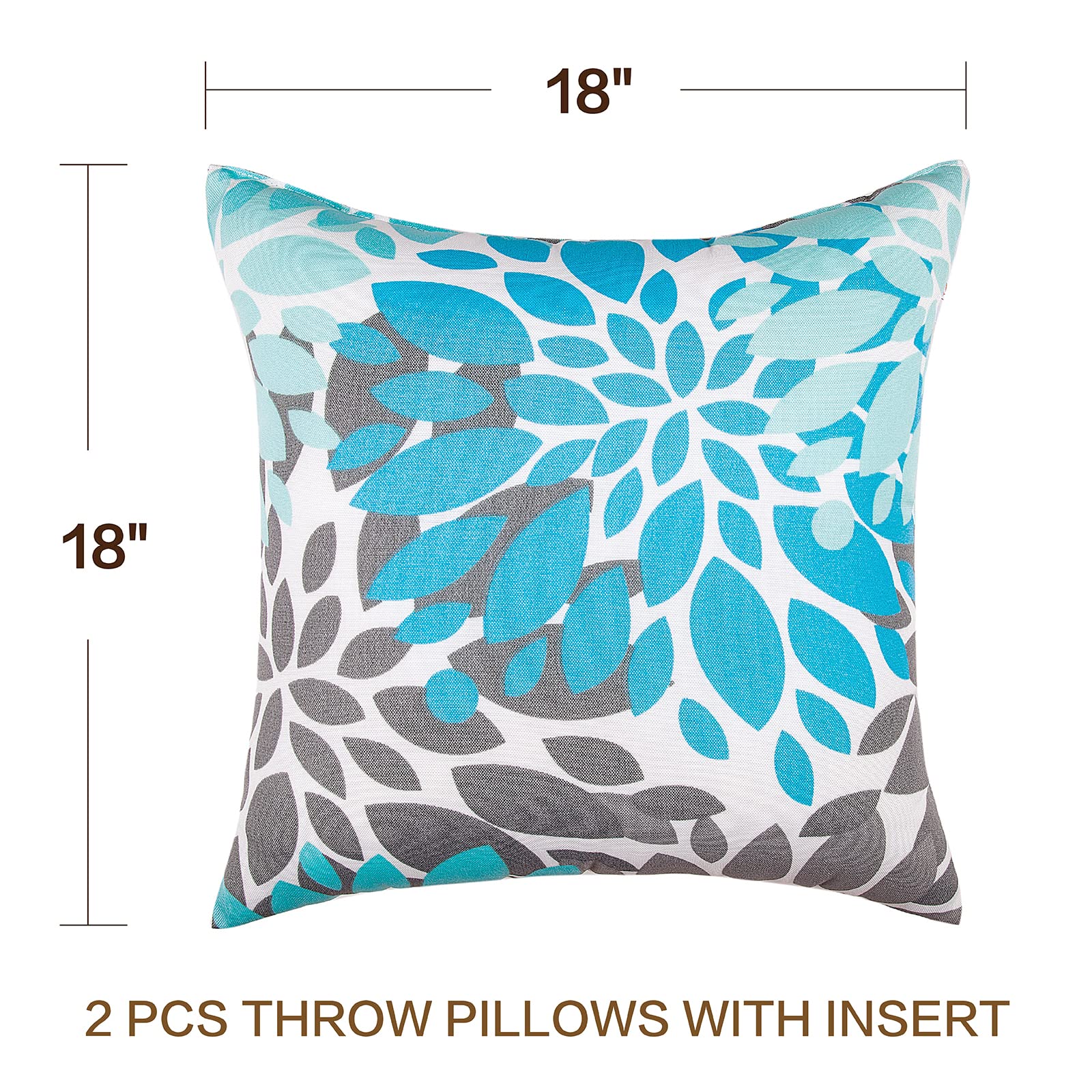 JMGBird Waterproof Outdoor Pillows Set of 2 - 18x18 Inch All-Weather Decorative Throw Pillows with Inserts for Patio Furniture, Garden, Poolside & Porch Decor