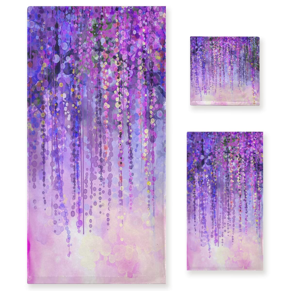 MNSRUU 3-Piece Violet Bath Towel Set - Soft & Absorbent Bathroom Towels for Shower, Spa, Beach & Home Decor - Quick Dry & Decorative Towels for Bath, Pool & Gym Use