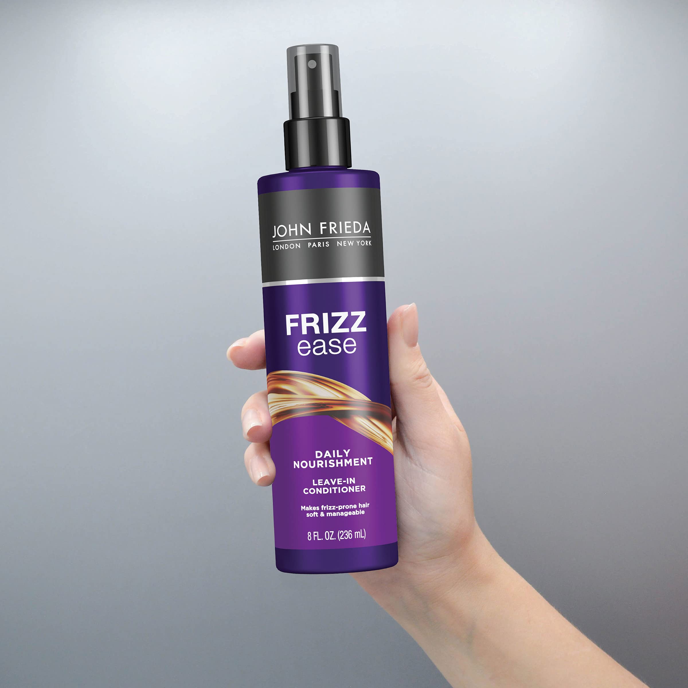 John Frieda Frizz Ease Daily Nourishment Leave-In Conditioner for Frizzy & Damaged Hair - Detangles, Reduces Breakage, Heat Protection with Vitamins A, C, E & Green Tea Extract - 8 Oz (Pack of 2) - Perfect for Daily Hair Care & Styling Protection
