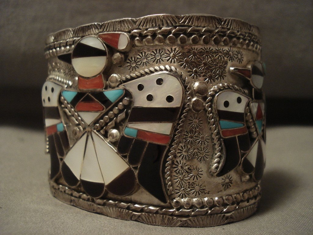 Authentic Zuni Turquoise Native American Silver Bracelet - 103g Wide Vintage Cuff for Women - Perfect for Boho, Western & Tribal Fashion