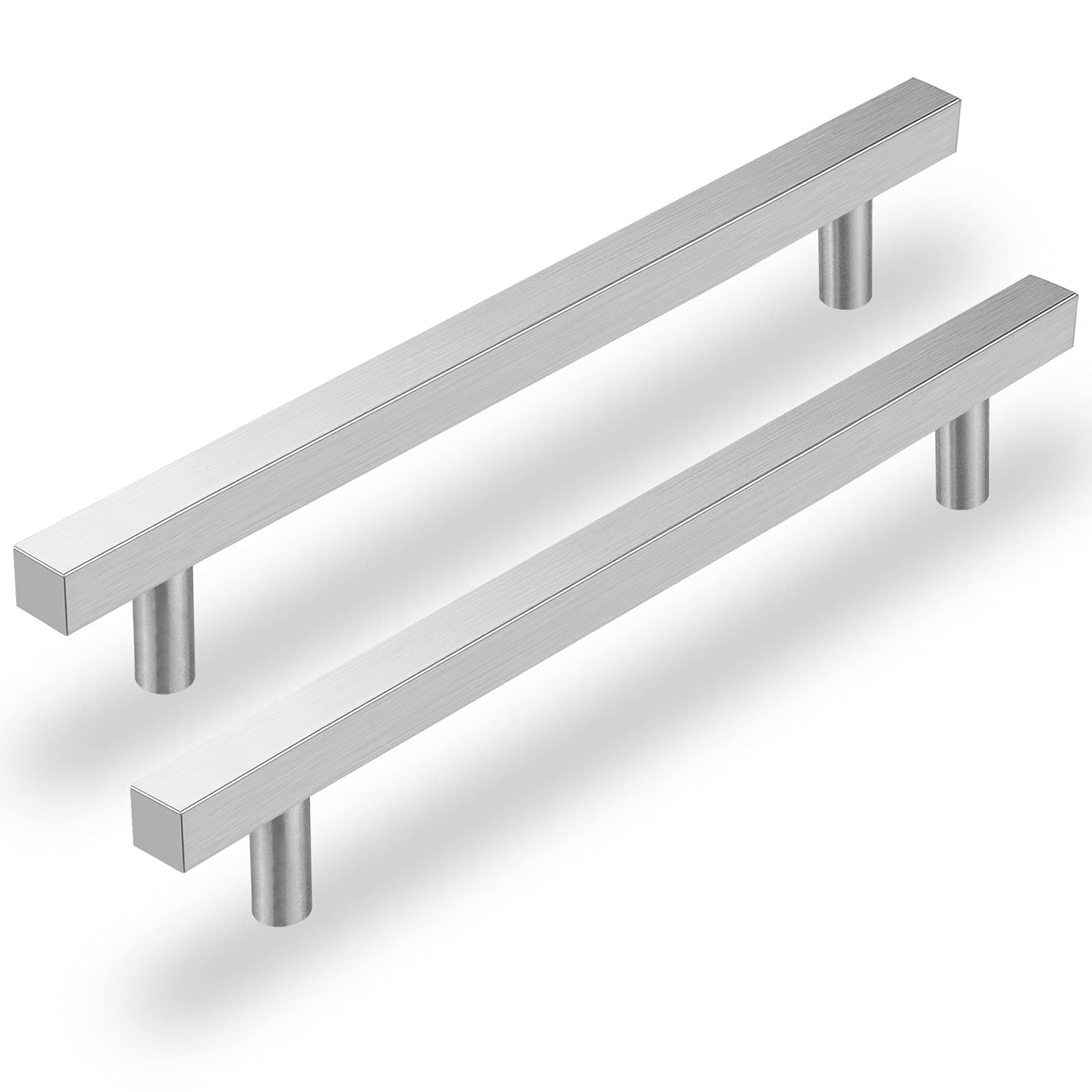 GoldenWarm 5 Inch Brushed Nickel Cabinet Pulls - 10 Pack Modern Square Drawer Handles for Kitchen Cabinets, Dressers & Furniture - Stainless Steel Hardware for Home & Office Upgrade