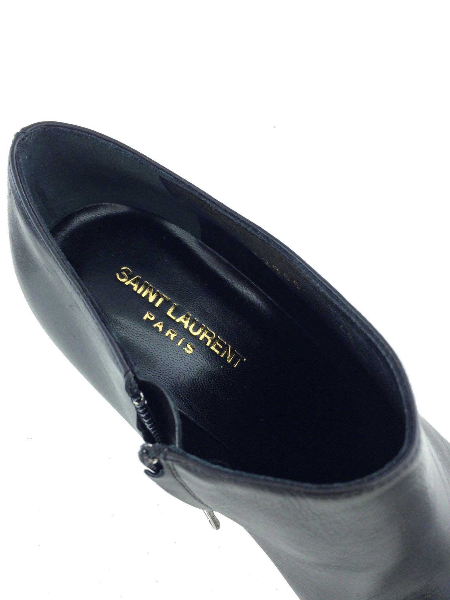 Saint Laurent Studded Pointed Toe Ankle Boots Women's Size 10 Black Leather - Perfect for Night Out, Party & Evening Events