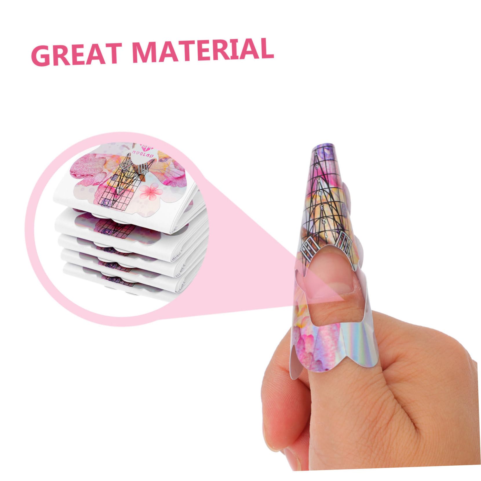 FOMIYES 100 PCS Holographic Nail Forms - DIY Nail Extension Kit with Sticker Guides for Professional Salon & Home Manicure | Perfect for Acrylic, Gel & Nail Art Designs
