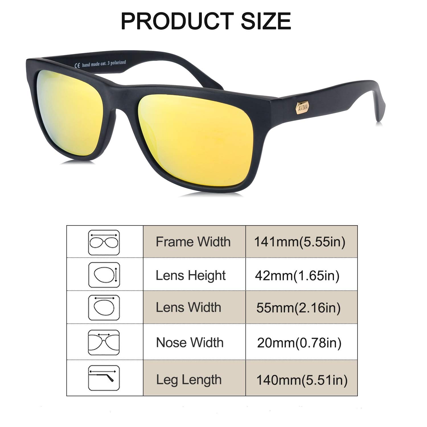 AVIMA King Polarized Sunglasses for Men - UV Protection, Classic Trendy & Stylish Luxury Shades - Perfect for Driving, Fishing, and Outdoor Activities