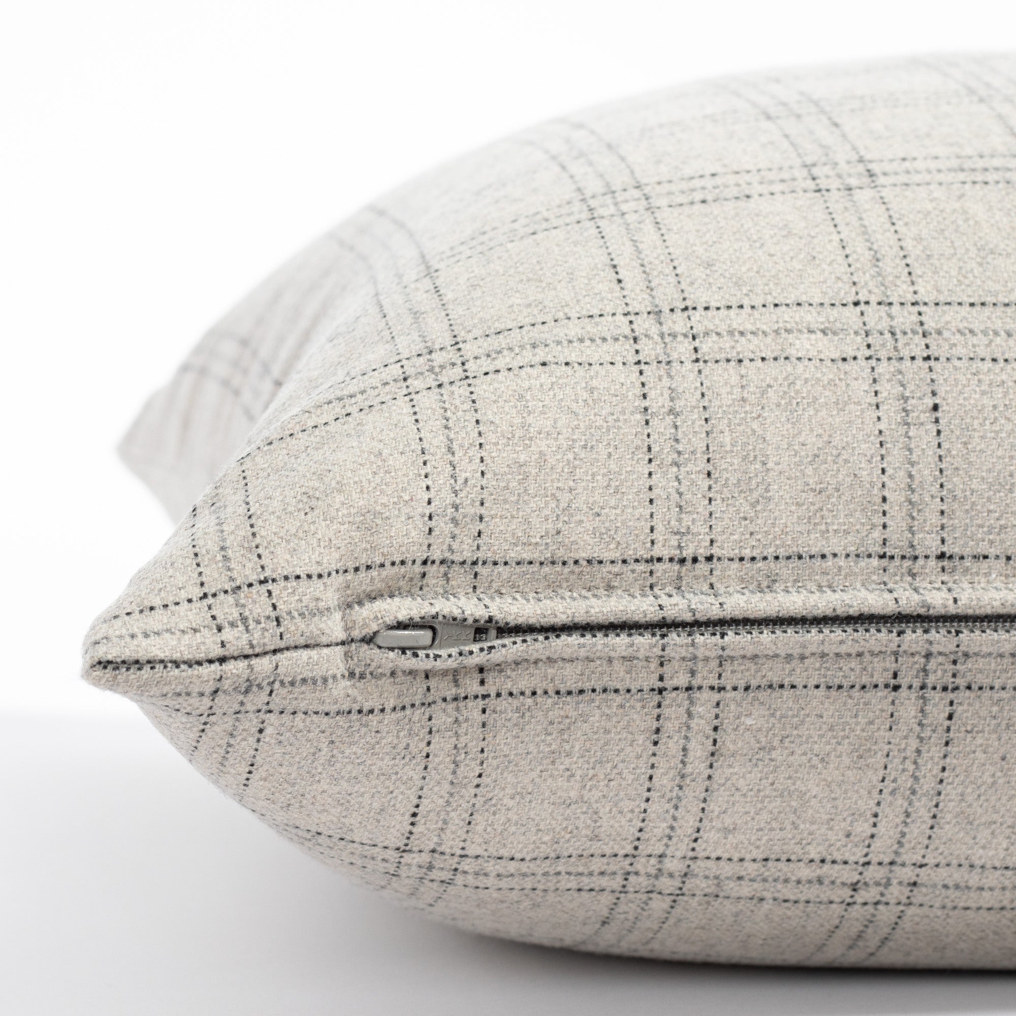 Dorset Plaid 20x20 Decorative Throw Pillow Cover - Light Grey Checkered Cushion for Sofa, Bed & Home Decor