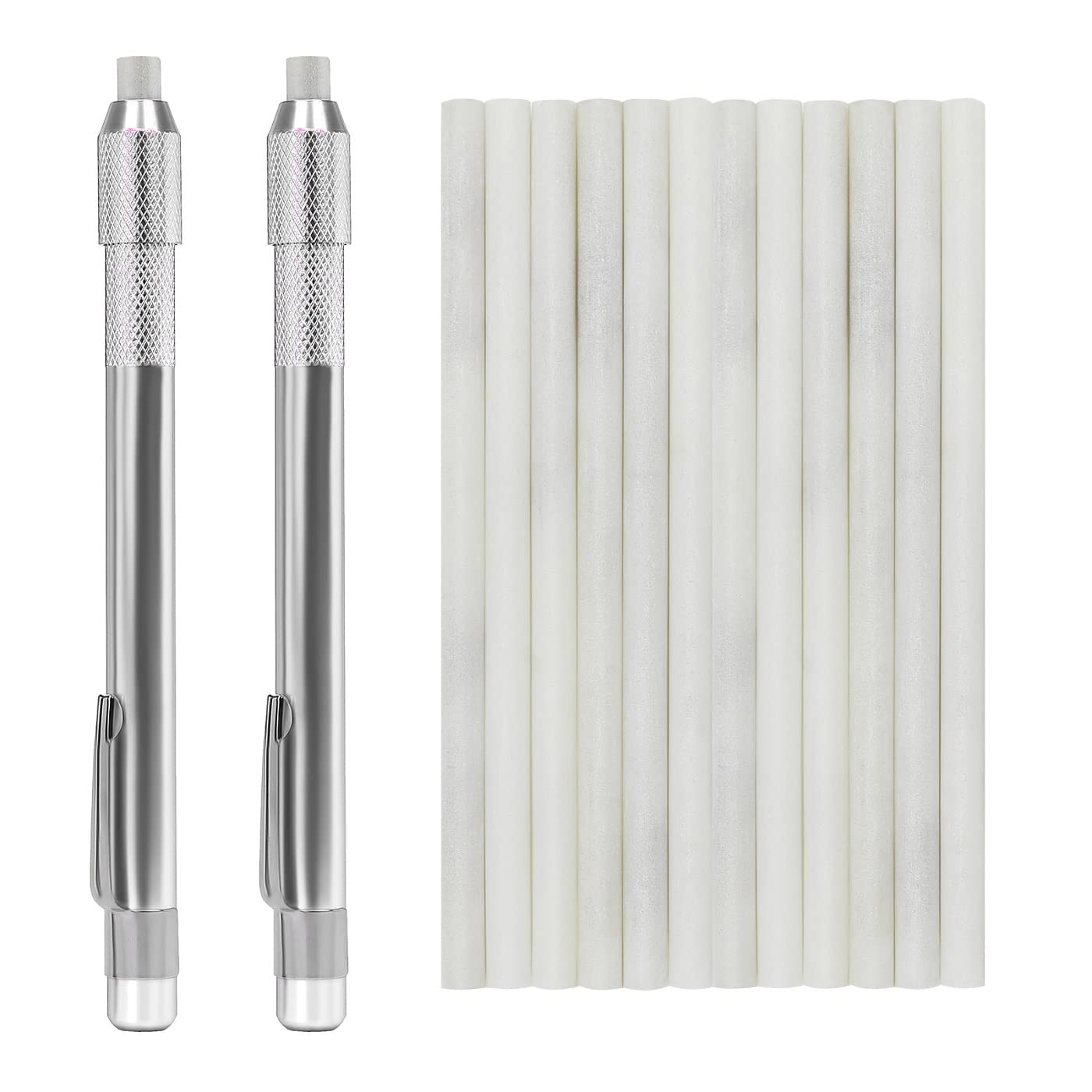 Gutimore Round Soapstone Holder Set - 2 Round Soapstone Pencils & 14 Refills for Welding, Metal Fabrication, Construction, Textile Marking | Ideal for Industrial Work, DIY Projects & Professional Metalworkers