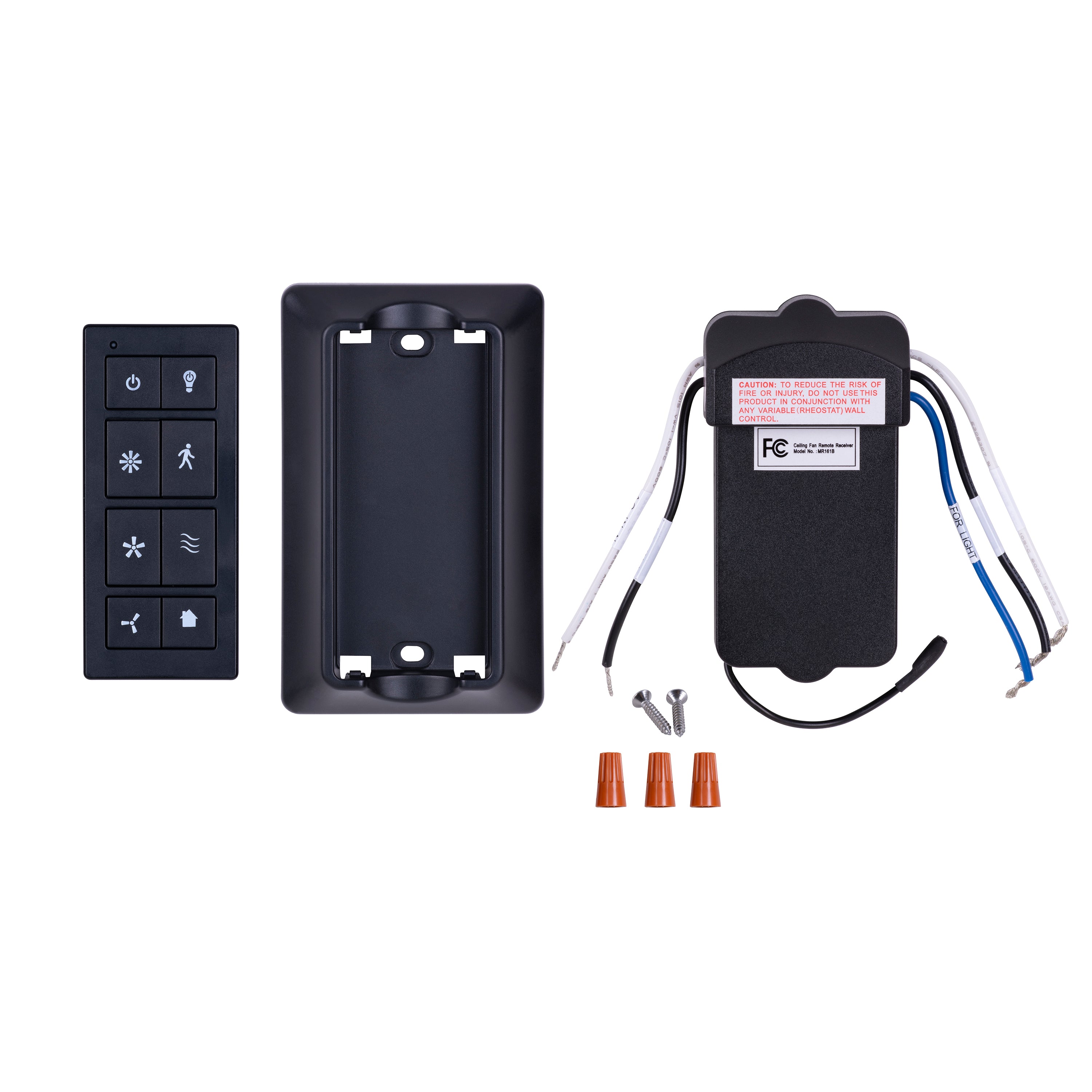 Universal Ceiling Fan Remote Control Kit with Wall Mount - Matte Black - Easy Installation for Living Room, Bedroom & Office