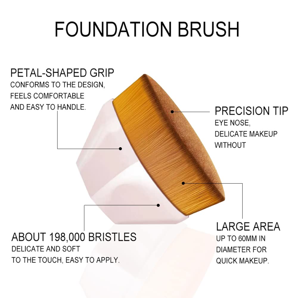 Hexagon Kabuki Makeup Brush - Flat Top Foundation Brush for Women & Girls (Black & Pink) - Perfect for Flawless Base Makeup