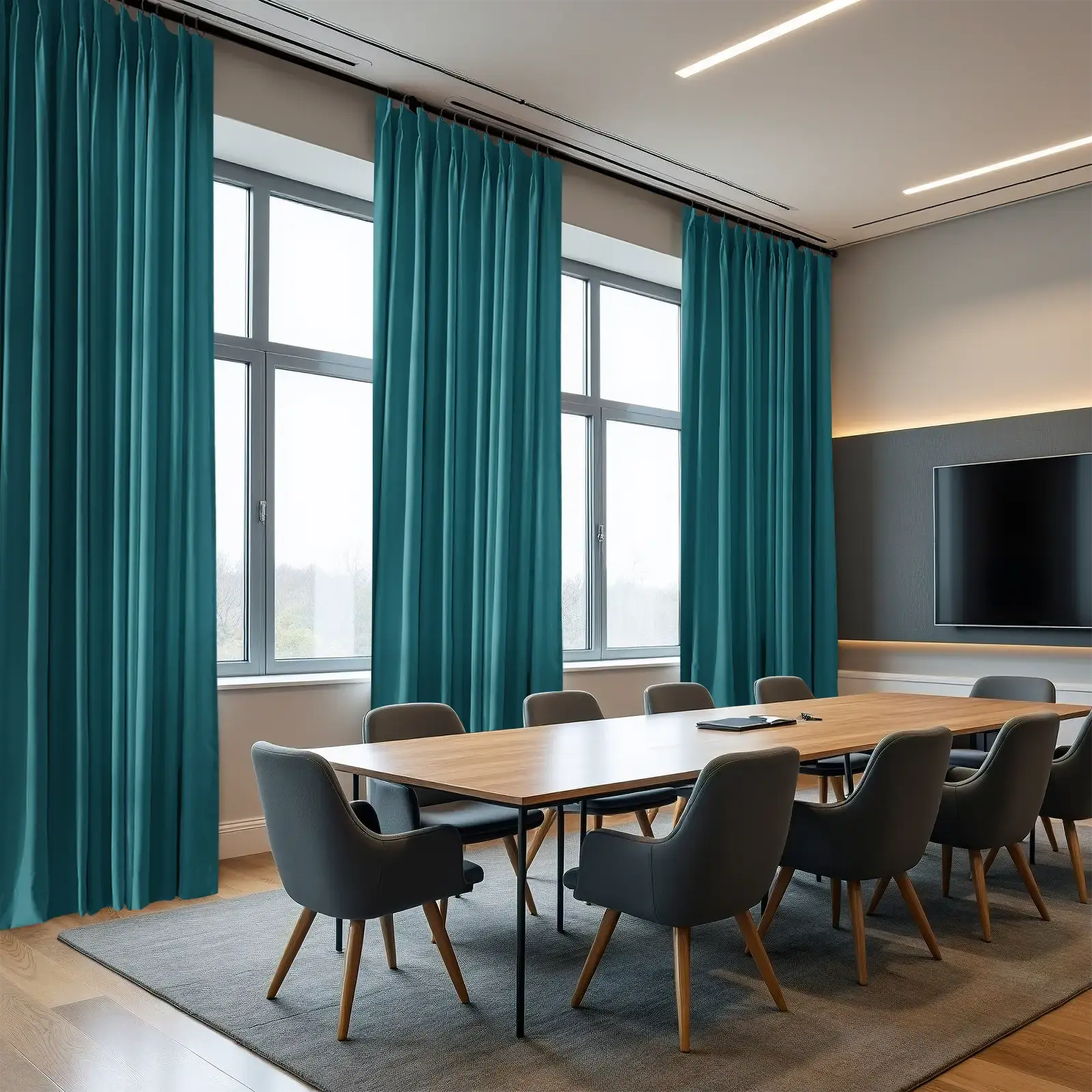Flame Retardant Pleated Curtains - Fireproof & Heat Resistant for Home Safety - Perfect for Living Room, Bedroom & Office Decor