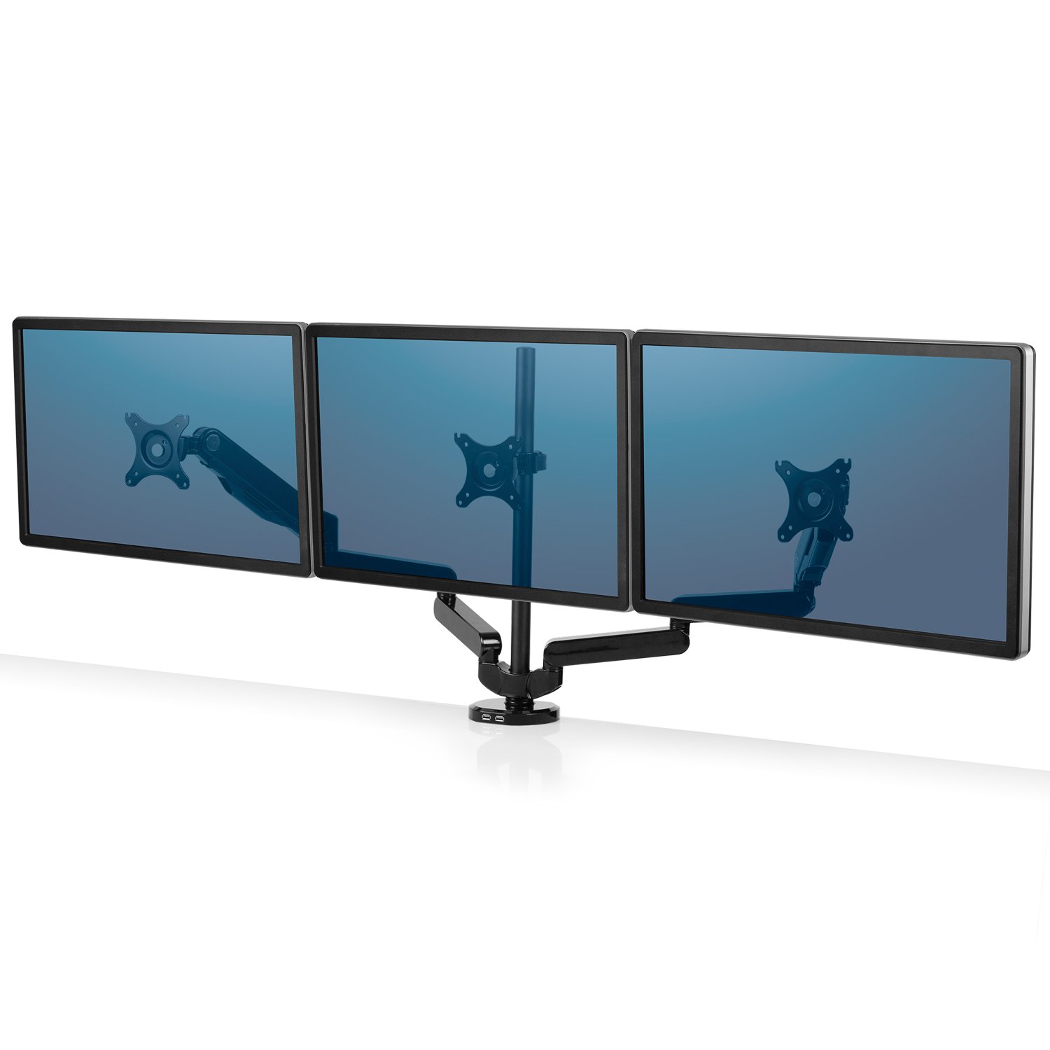 Fellowes 8042601 Platinum Series Triple Monitor Arm - Adjustable 3-Screen Mount Stand, 53 x 6 x 35 Inches, Black - Perfect for Home Office, Gaming Setup & Workstation Ergonomics