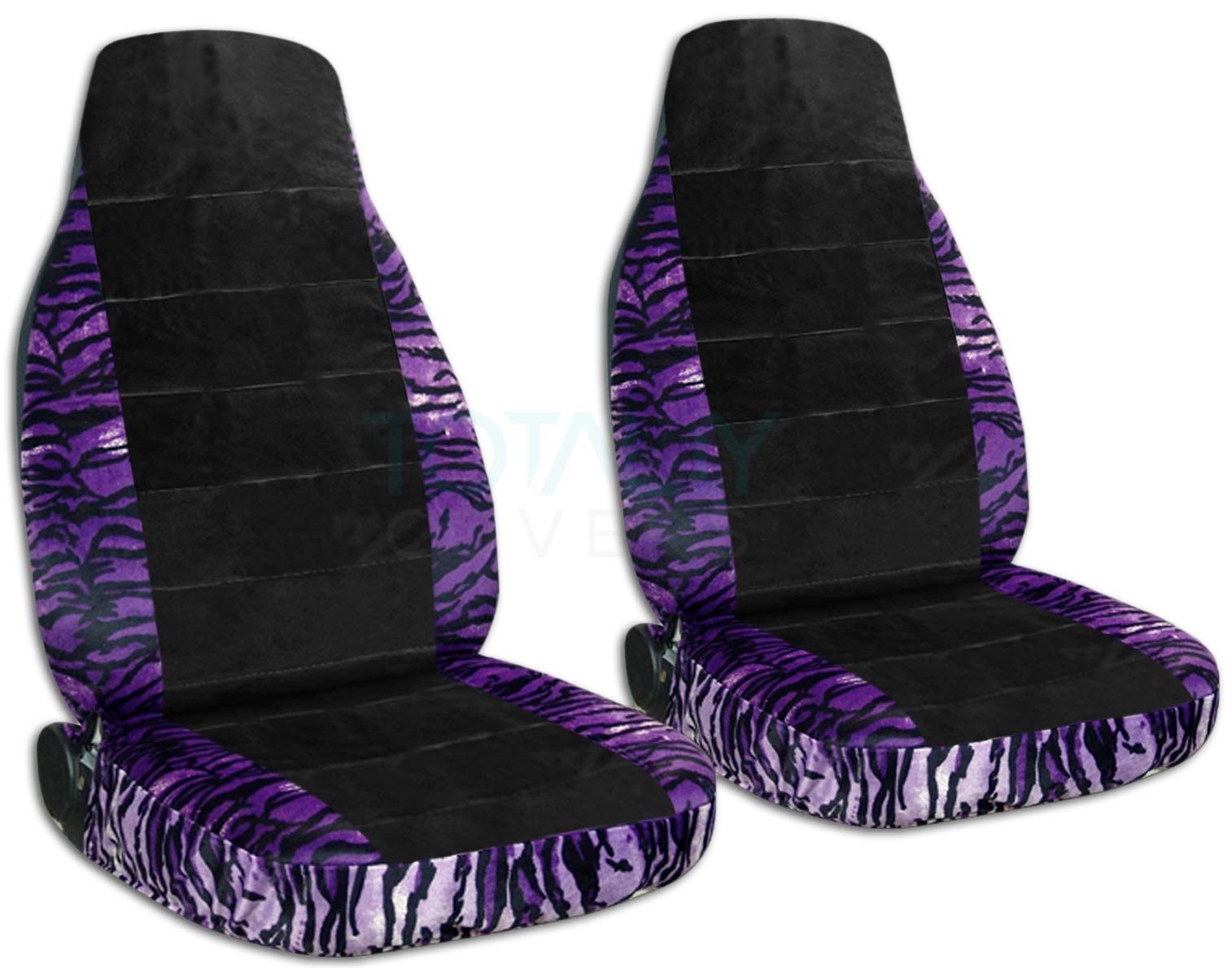 Premium Universal Fit Purple Snow Tiger Car Seat Covers - Front Bucket Seats with Airbag, Seat Belt & Armrest Compatibility (30 Animal Prints) - Perfect for Pet Owners & Adventure Enthusiasts
