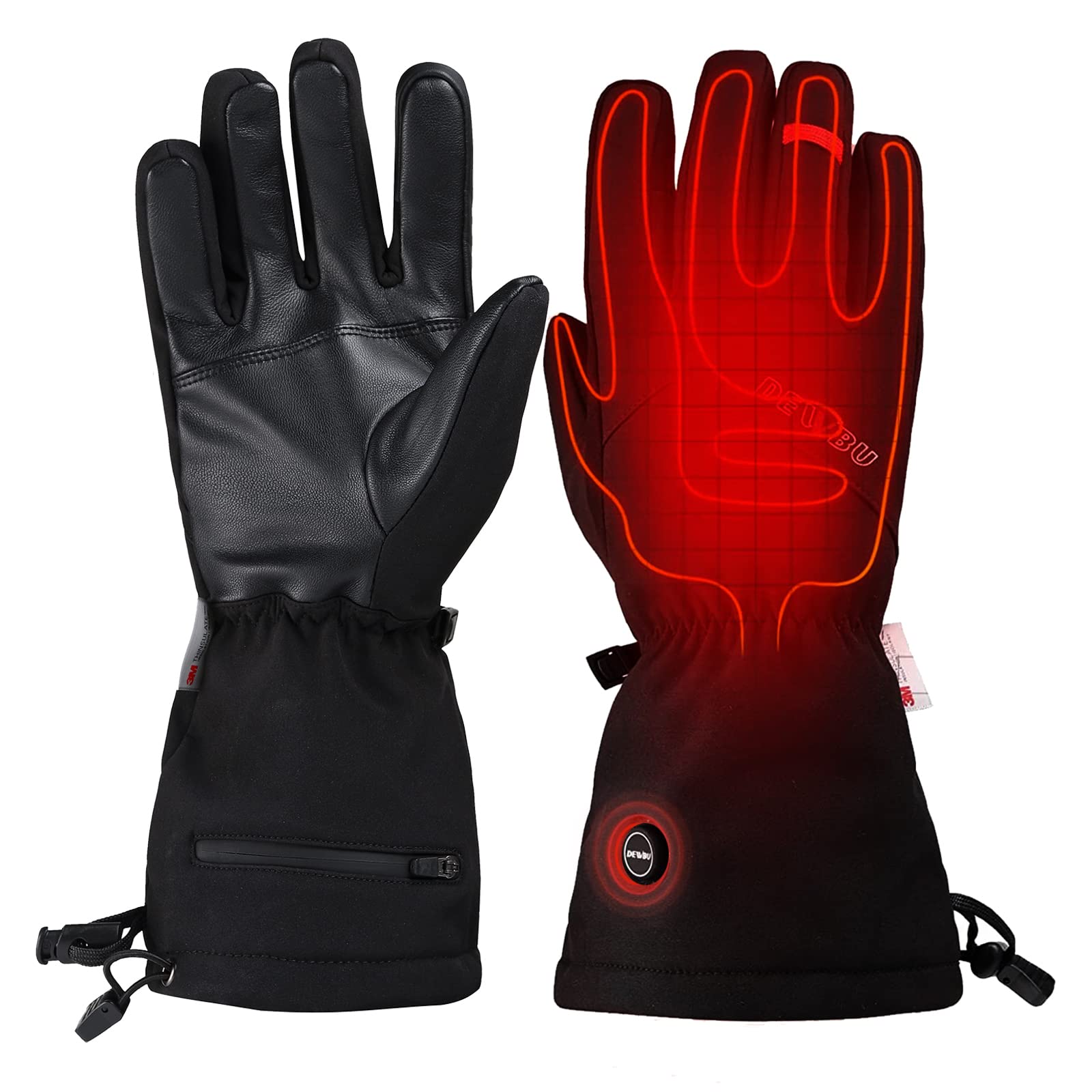 DEWBU Rechargeable Heated Gloves for Men & Women - Battery-Powered Electric Winter Gloves, Waterproof Thermal Work Gloves for Skiing, Hiking & Outdoor Activities