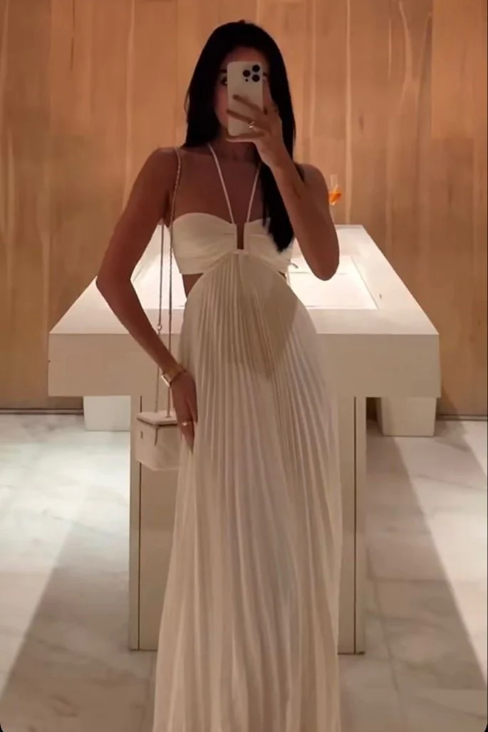 Elegant A-Line Halter Neck White Backless Long Prom Dress J6581 - Perfect for Formal Dances, Evening Galas & Special Occasions
