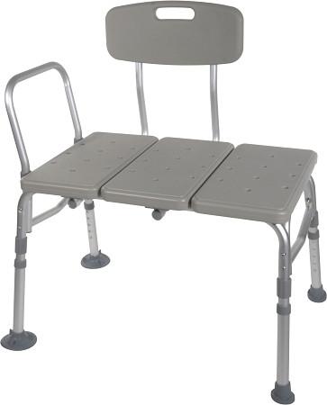 Adjustable Backrest Plastic Transfer Bench for Shower & Bathroom - Safe & Comfortable Mobility Aid for Elderly & Disabled