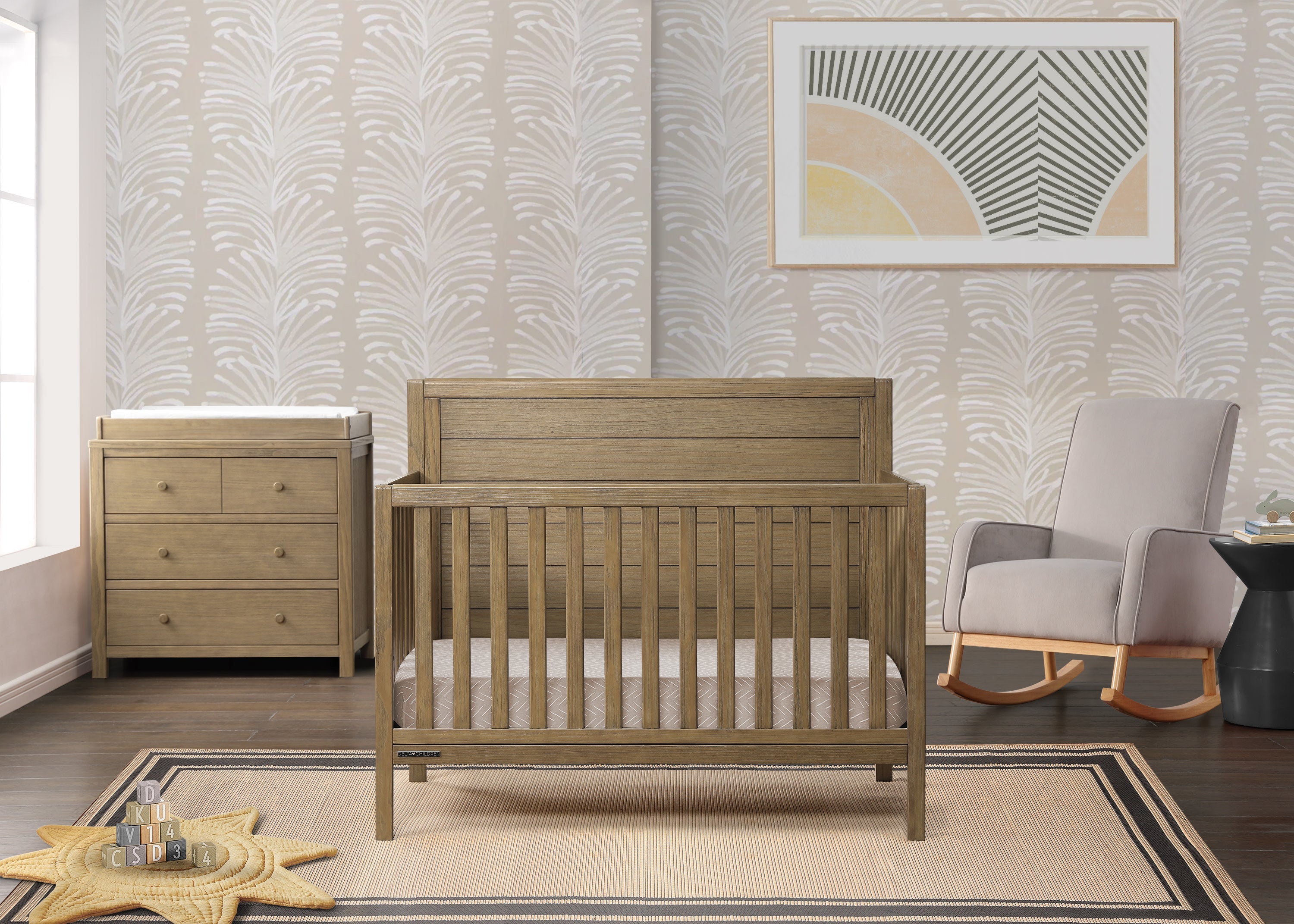 Cambridge 4-in-1 Convertible Baby Crib - Toddler Bed & Daybed with Mattress - Nursery Furniture for Boys & Girls - Perfect for Bedrooms, Daycare & Guest Rooms