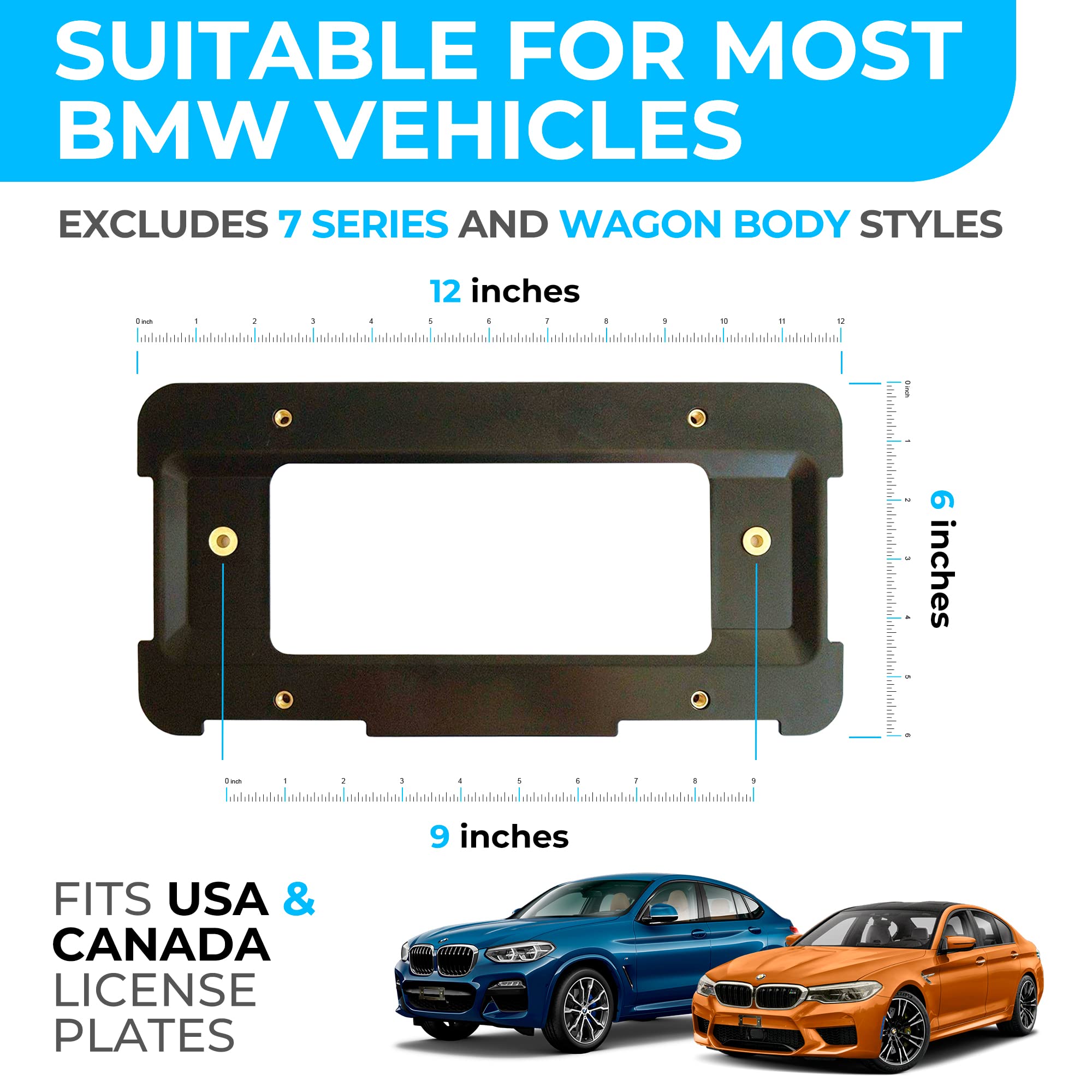 Premium Rear Bumper License Plate Bracket for BMW 2000-2024 Models - Heavy Duty Plate Holder Set with 6 Screw Bolts & Wrench Kit - Universal License Tag Mounting Kit (10-Pack) - Perfect for Car Enthusiasts & DIY Auto Upgrades