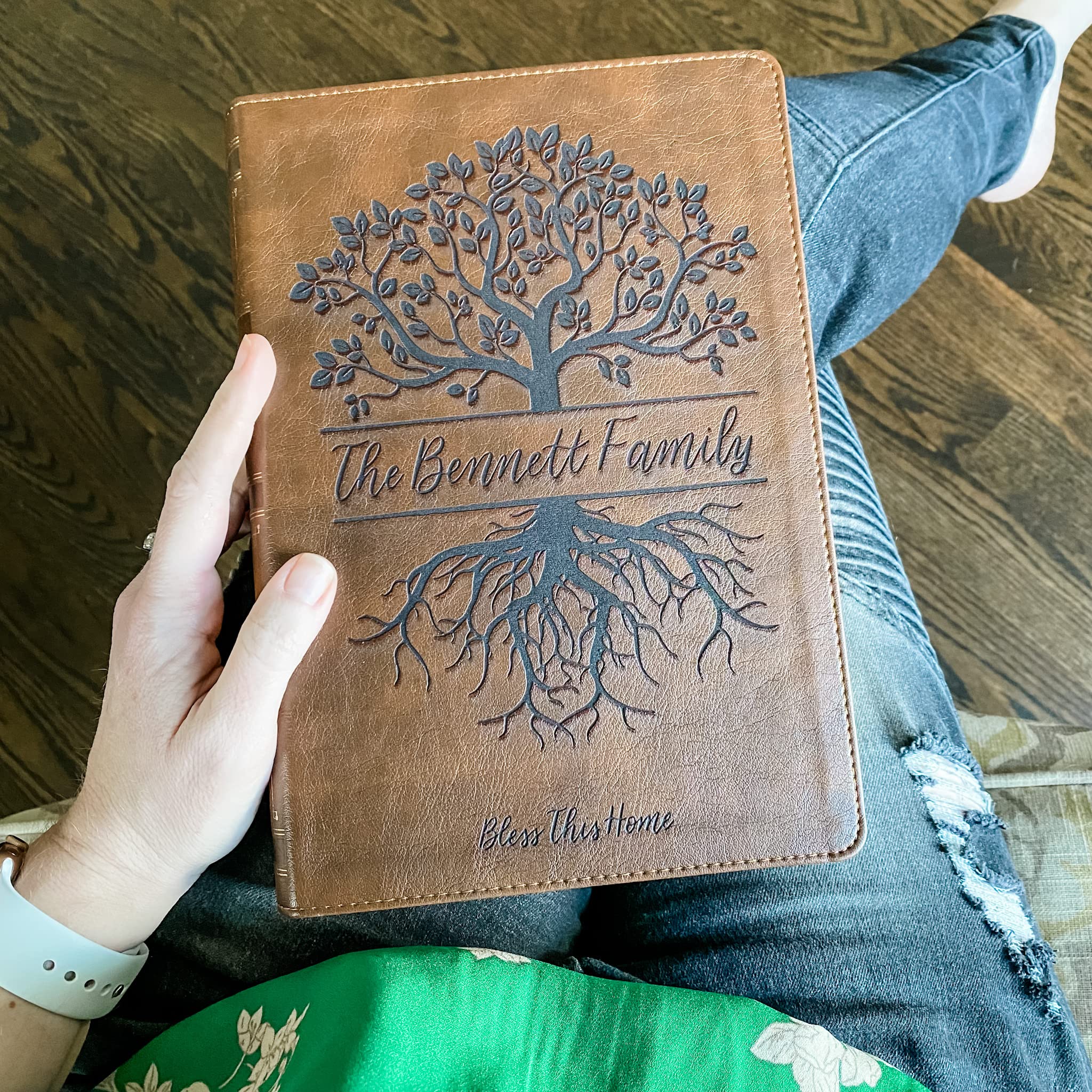 NKJV Family Tree Wide Margin Bible - Personalized Custom Illustration with Your Family Name & Date - Perfect Gift for Weddings, Baptisms, Graduations & Birthdays - Ideal for Family Devotions, Heirloom Keepsakes & Special Occasions