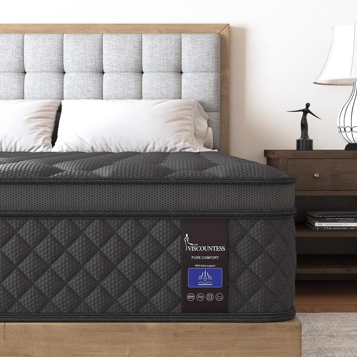 14 Inch Hybrid Queen Mattress - Medium Firm Support for Back & Lumbar Pain Relief - Pocket Spring Technology for Motion Isolation & Pressure Relief - 100 Night Trial - Perfect for Master Bedrooms, Guest Rooms & Apartments