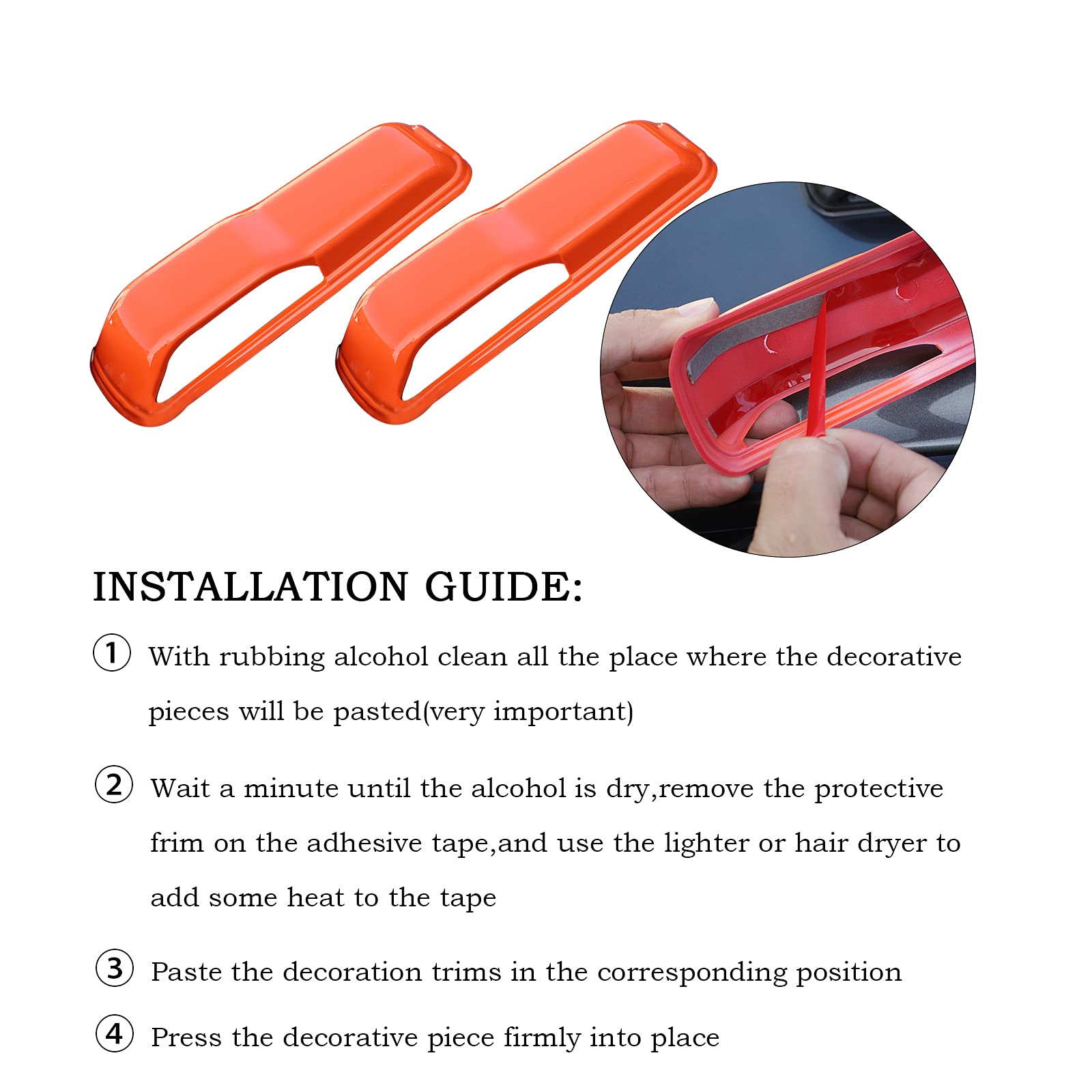 CheroCar JL JT Engine Hood Hinge Cover - Decorative Stickers & Exterior Accessories for 2018-2021 Jeep Wrangler JL & 2020-2021 Jeep Gladiator JT (Orange) - Upgrade Your Off-Road Adventure Style