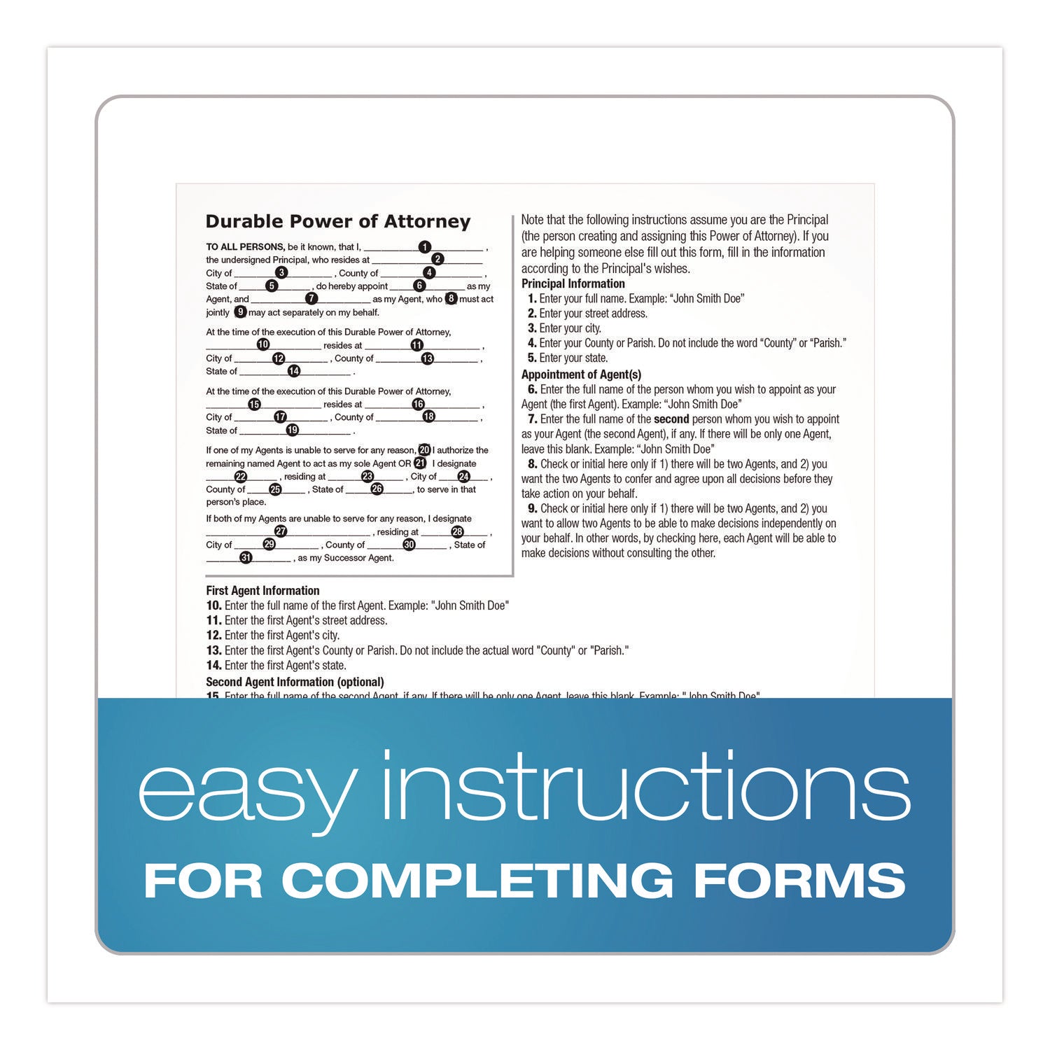 Adams® Durable Power of Attorney Form - Printable PDF Download with Step-by-Step Instructions (8.5