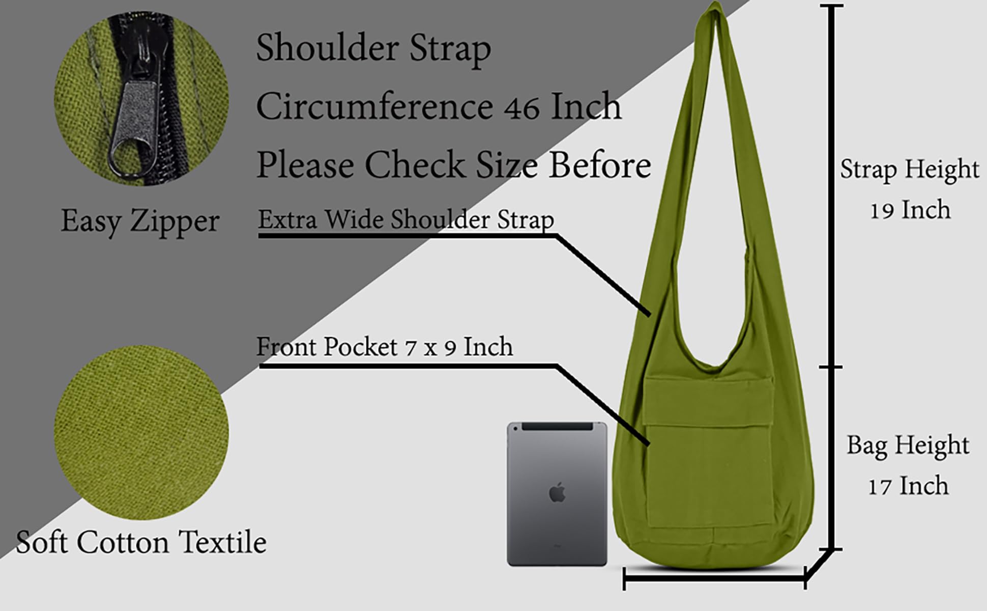 Stylish Unisex Boho Crossbody Handbag - Handmade Cotton Shoulder Bag for Men & Women | Perfect for Travel, Shopping & Everyday Use