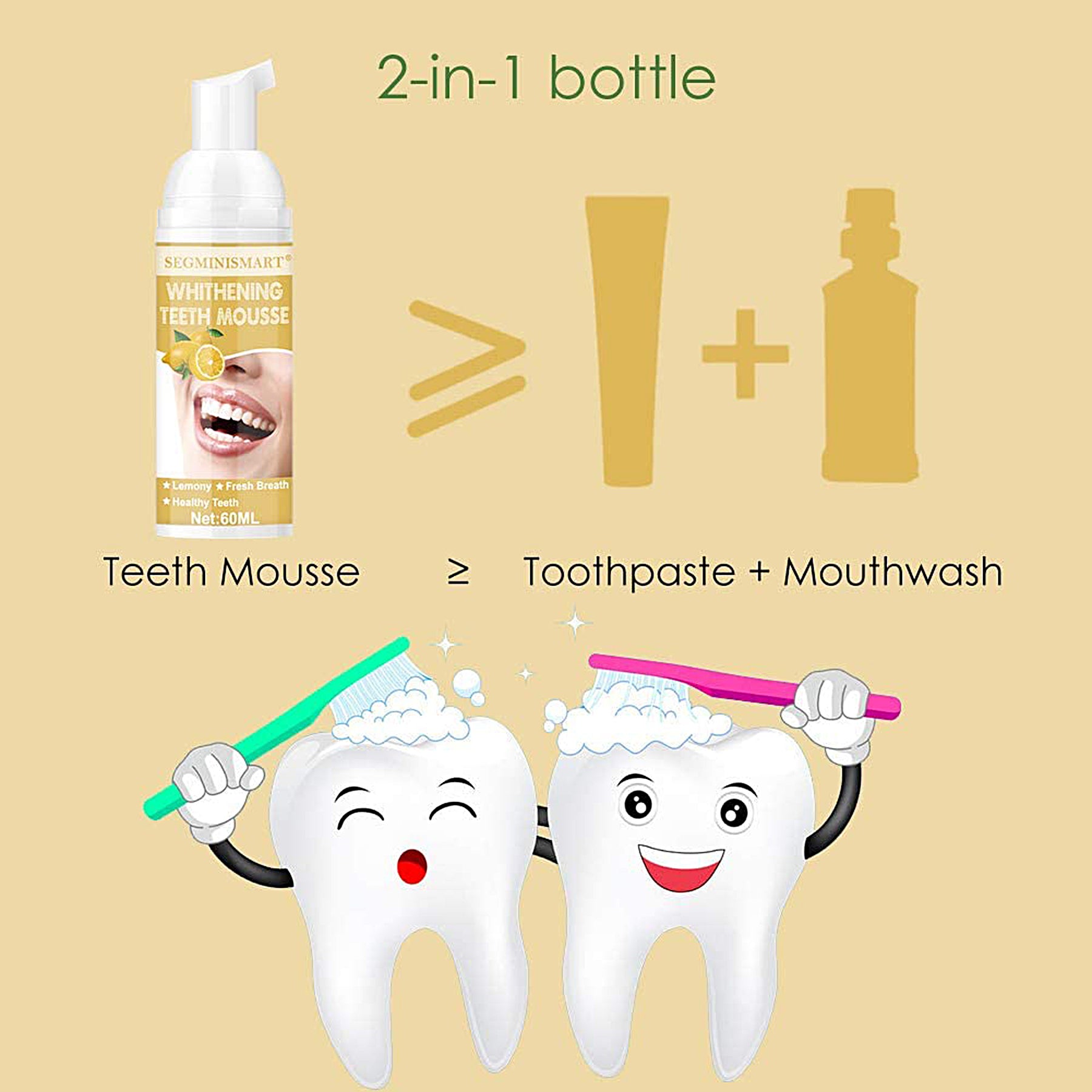 IGIA Total White Foam Toothpaste - Lemon Flavored Whitening Toothpaste for Fresh Breath & Stain Removal | Perfect for Morning Routine & Travel