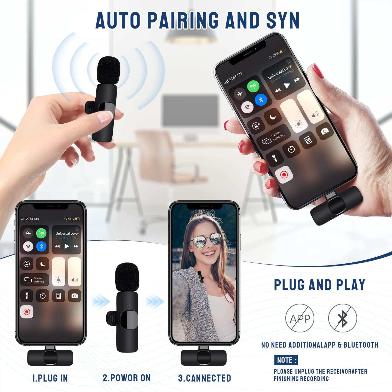 Professional 2-Pack Wireless Lavalier Microphone for iPhone - Dual Clip-On Mic for Video Recording, Live Streaming, YouTube, TikTok, Vlogging & Presentations | Perfect for Content Creators, Podcasters & Public Speakers