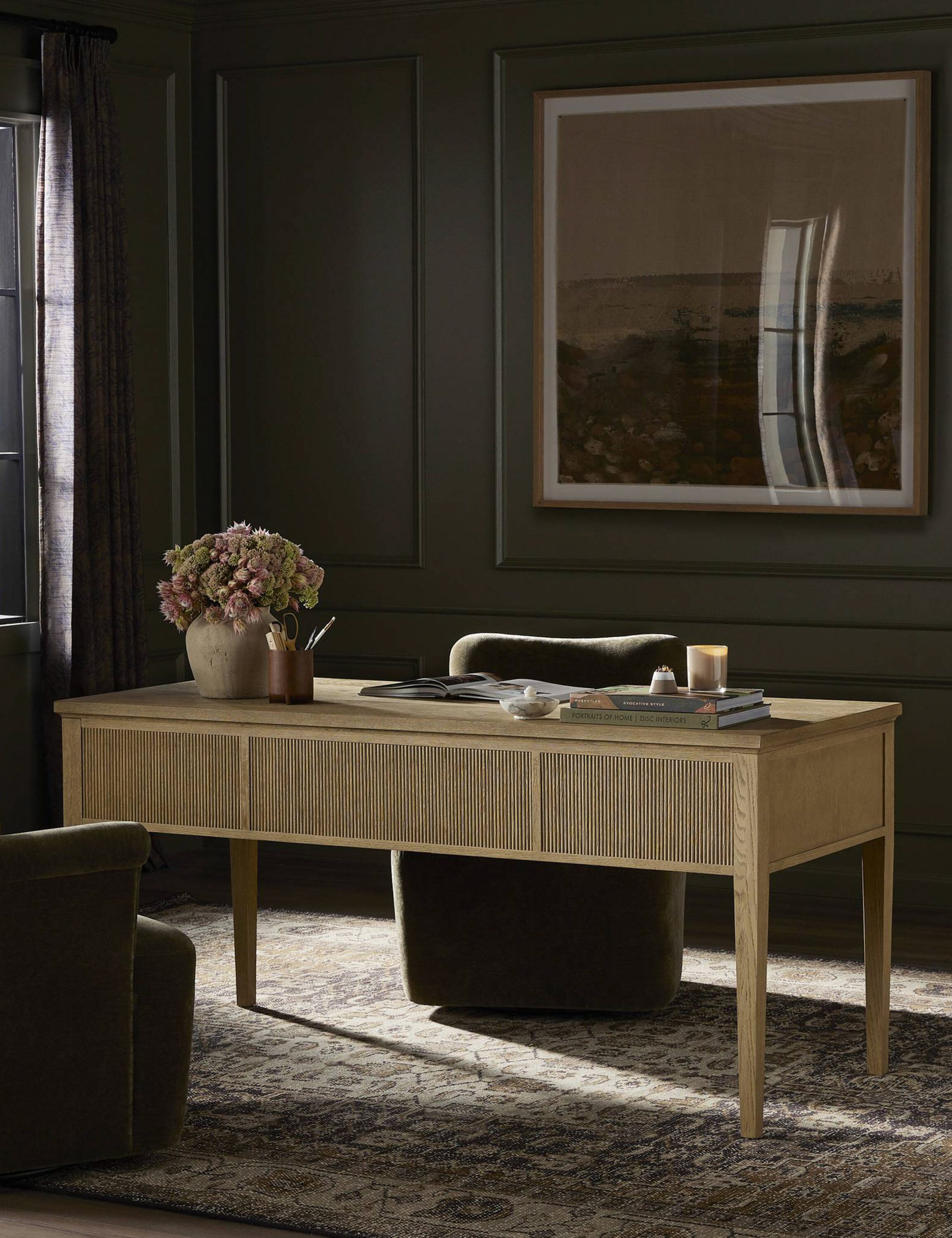 Amber Lewis x Four Hands Bush Desk - Modern Wooden Writing Desk for Home Office, Study & Workspace - Perfect for Remote Work & Small Spaces
