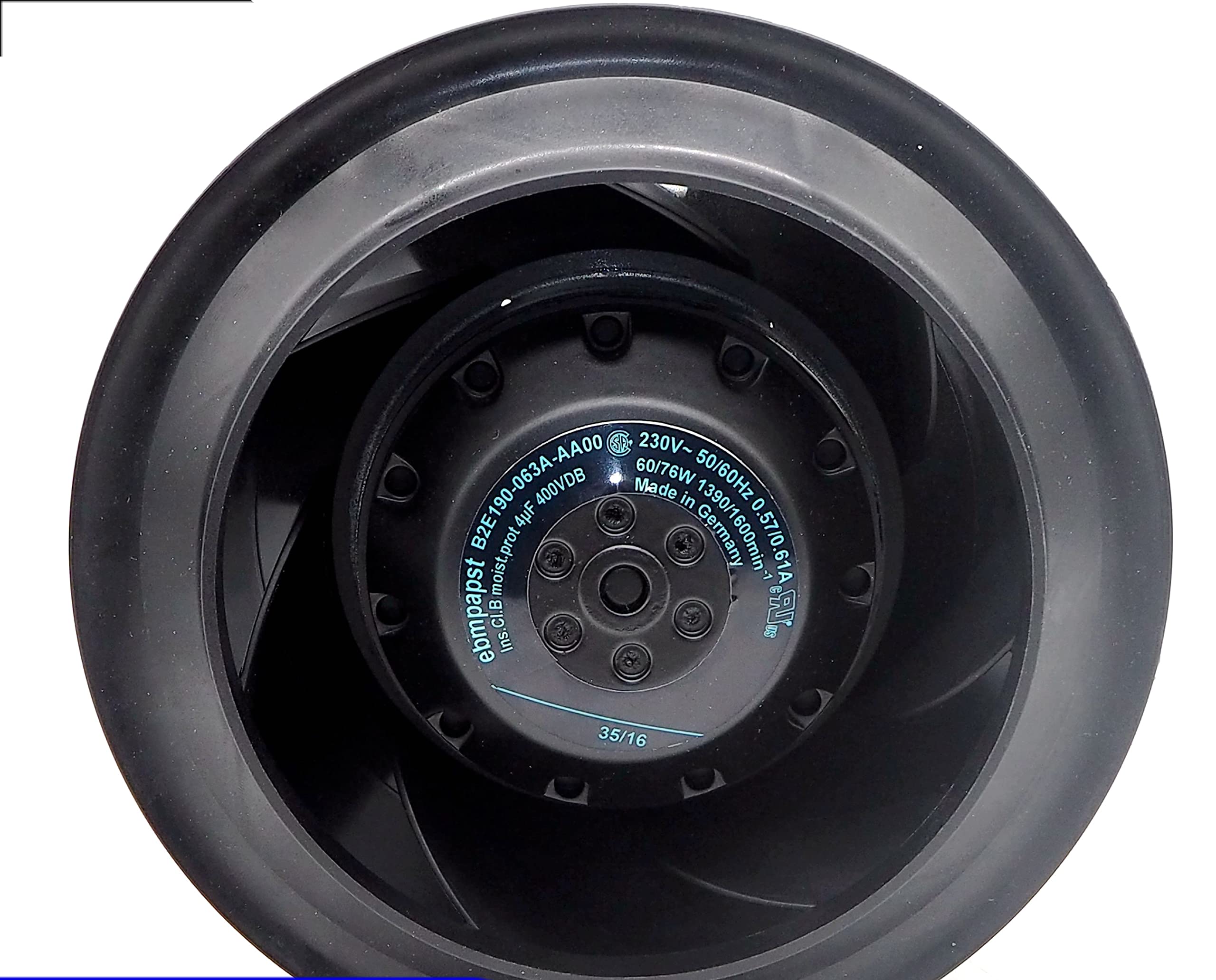 B2E190-063A-AA00 230V 60W/76W Centrifugal Cooling Fan 0.57A/0.61A for HVAC Systems, Industrial Equipment & Server Racks - High Performance Ventilation Solution