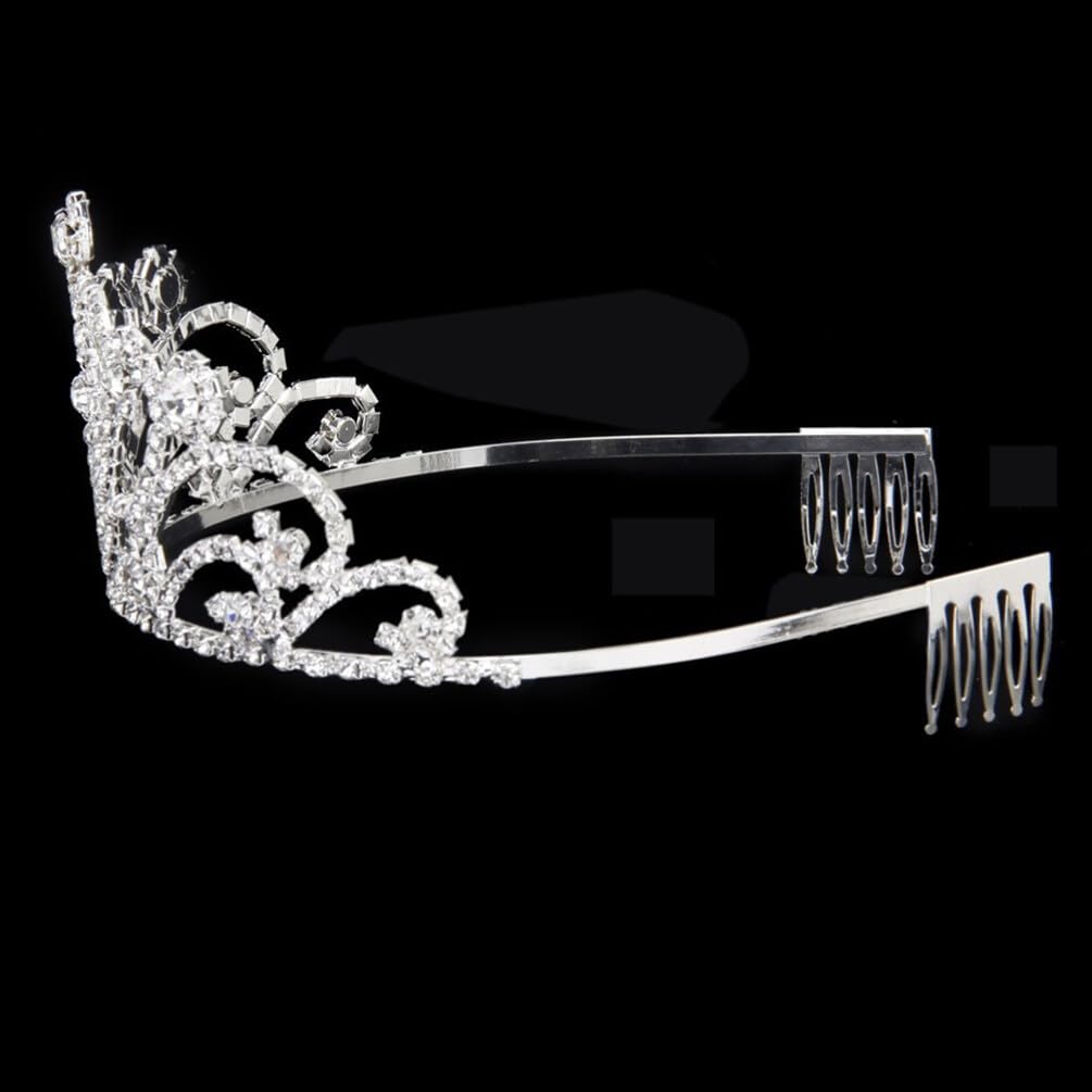 PRETYZOOM Girls Crystal Rhinestone Headband - Silver Bridal Crown Hair Accessory for Kids, Birthday, Halloween & Christmas Decorations | Perfect for Parties, Weddings and Special Occasions