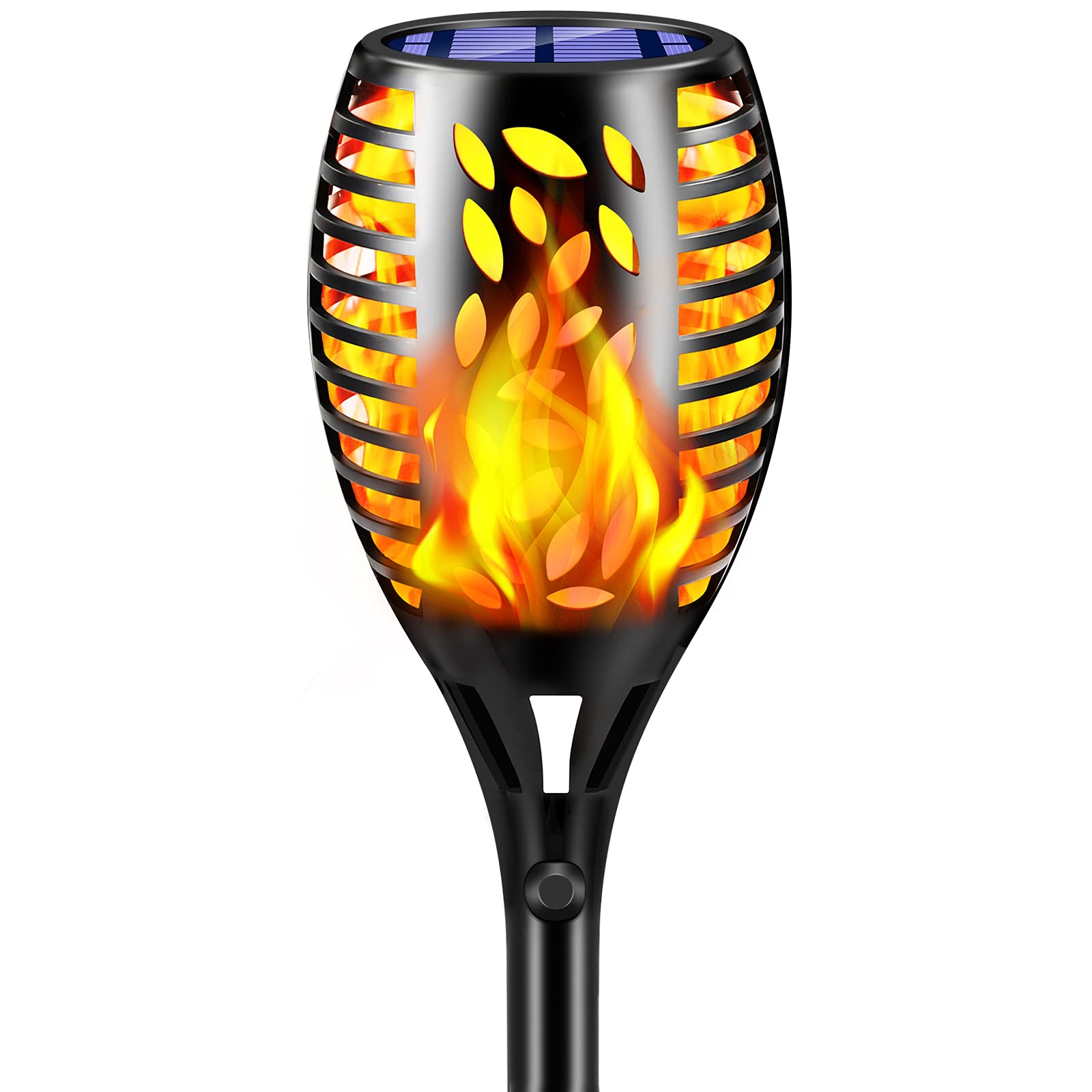 TomCare Solar Lights Outdoor - Flickering Flame Solar Torch Lights for Garden, Patio, Driveway - Waterproof Landscape Decoration Lighting with Auto On/Off (Dusk to Dawn) - Black (1 Pack) - Perfect for Backyard, Pathway, and Outdoor Party Lighting