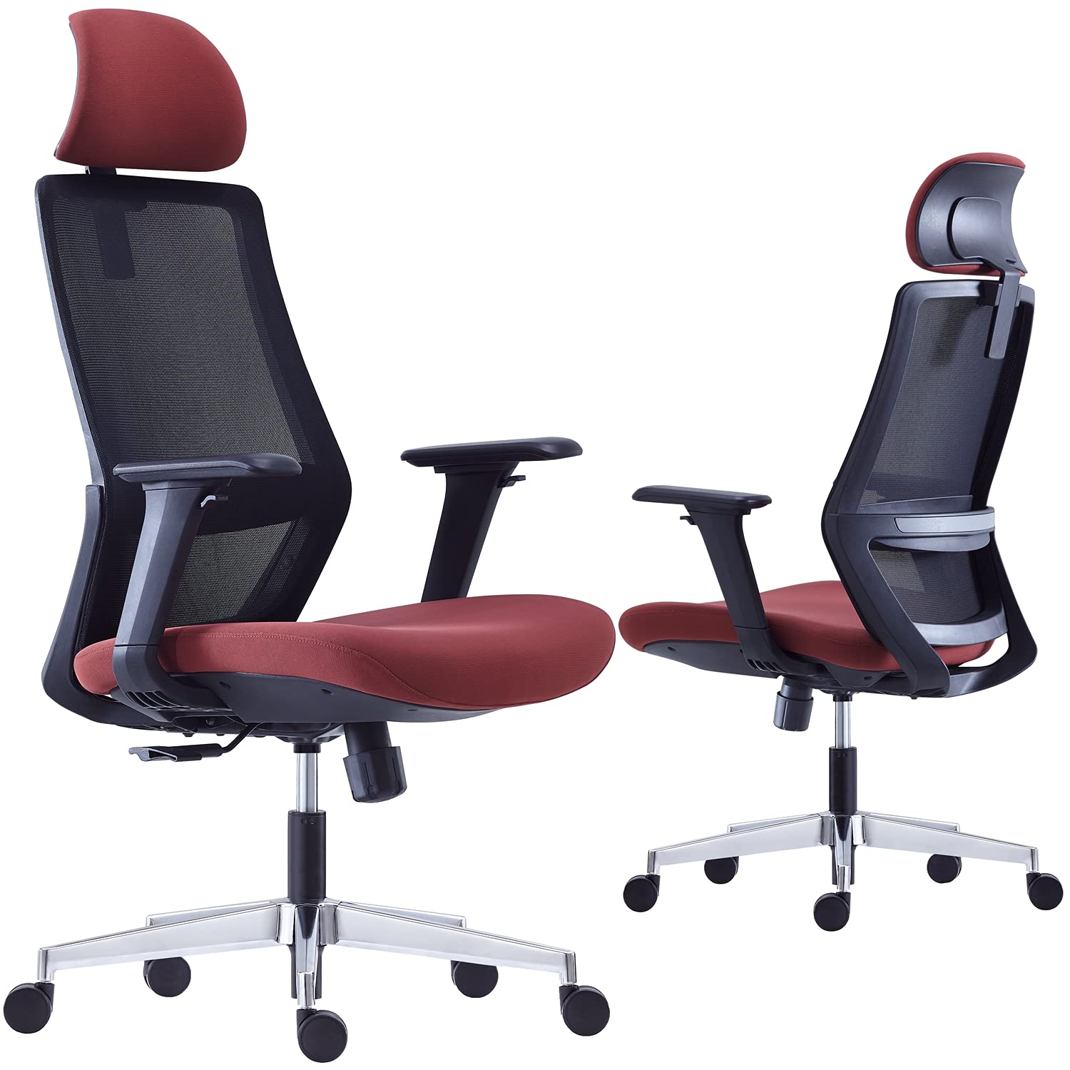 Aokerto Ergonomic Office Chair - High Back Mesh Computer Desk Chair with Adjustable Headrest & Armrests, Red - Perfect for Home Office, Gaming & Workspace Comfort