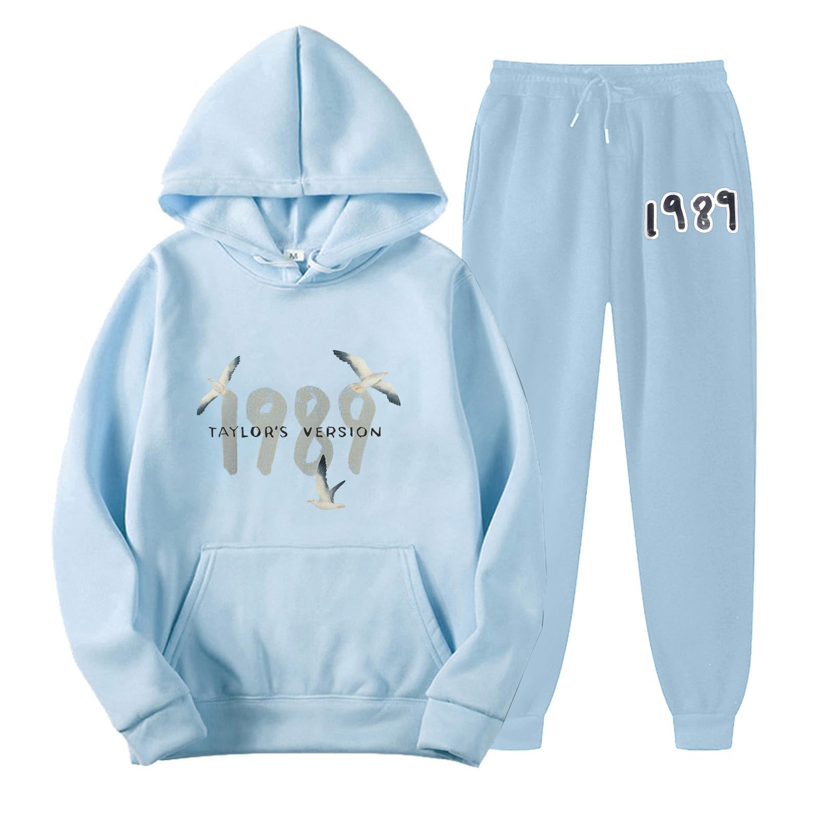 1989 Print Two Piece Lounge Set - Unisex Casual Pullover Hoodie & Sweatpants with Pockets | Cozy Outfit for Home, Gym, and Streetwear Fashion