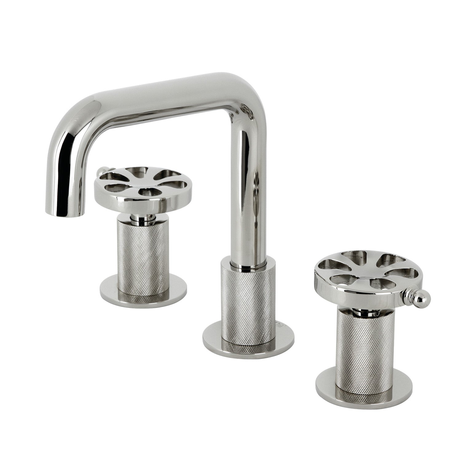 Belknap KS1416RX Polished Nickel Widespread Bathroom Faucet - 3 Hole Deck Mount with Push Pop-Up Drain - Perfect for Modern Bathroom Vanities & Sink Upgrades