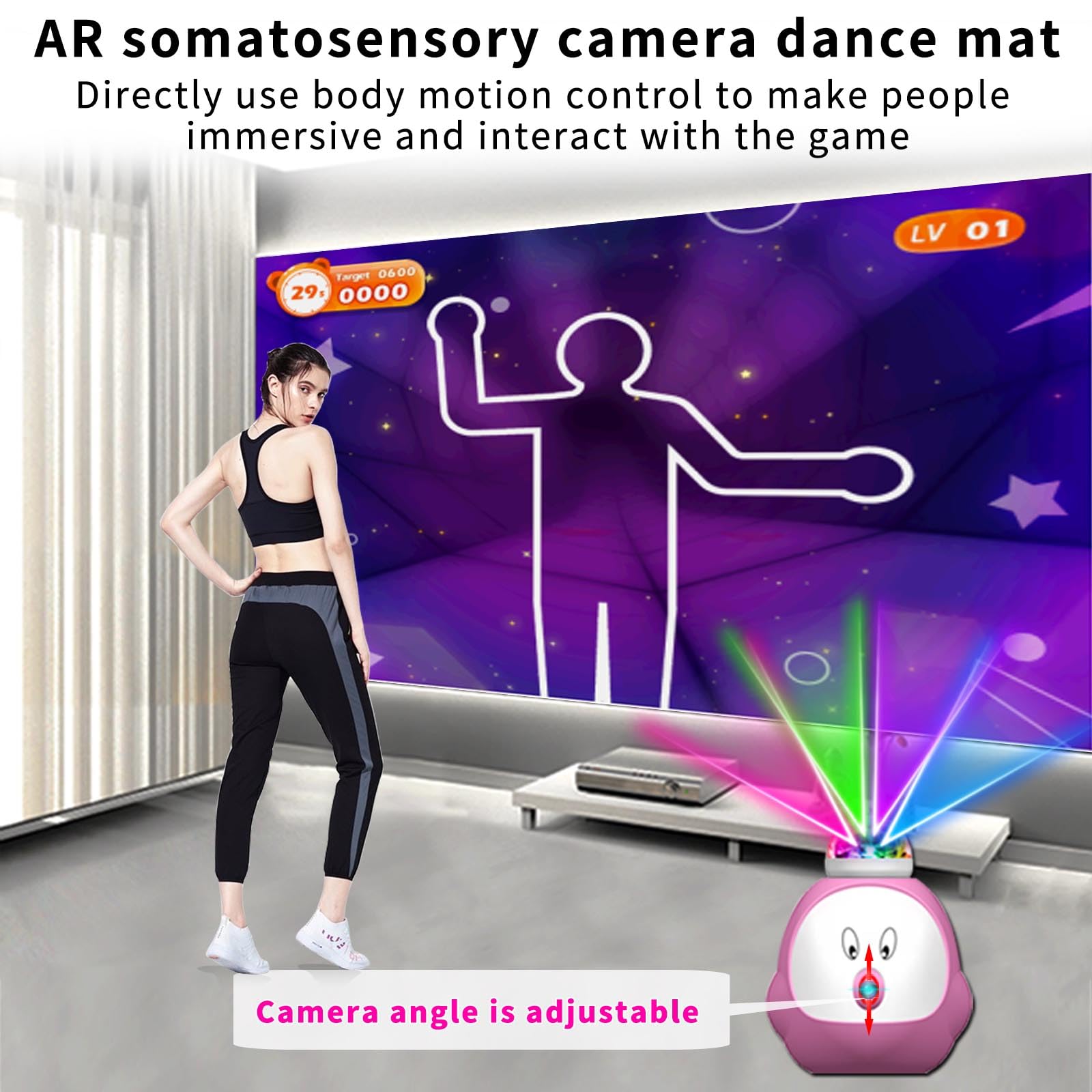 Interactive Dance Mat for Kids & Adults - AR Game Dancing Mat for Girls & Boys | Fun Exercise & Party Activity | Perfect Christmas & Birthday Gift (Purple)