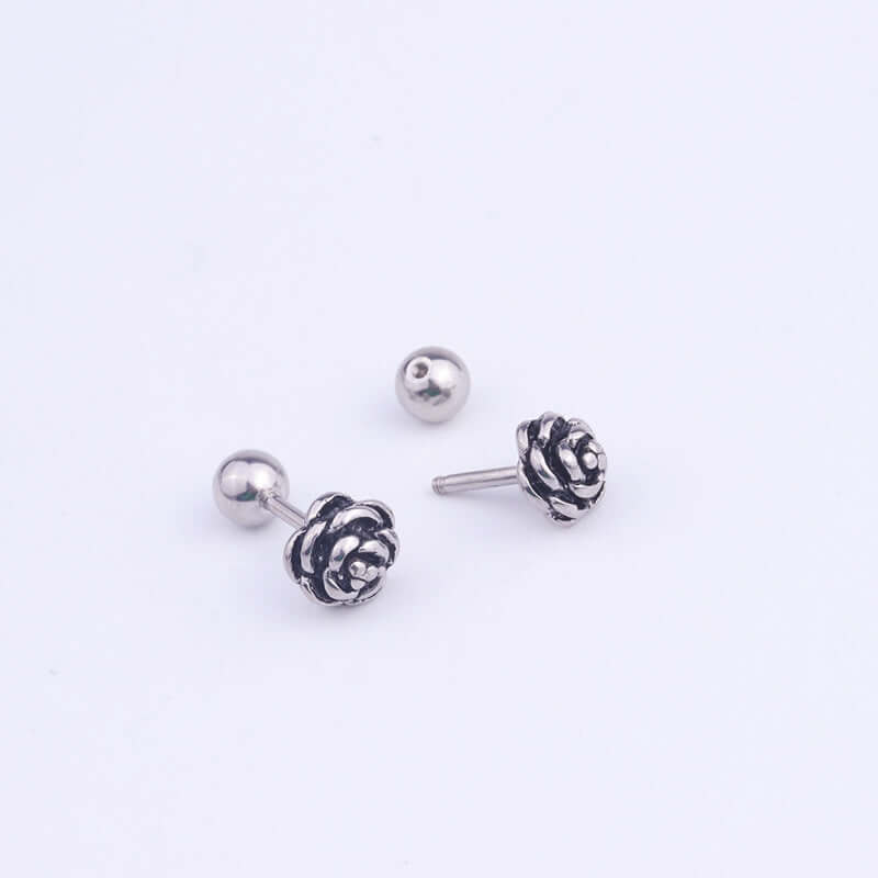 16G Cartilage Rose Leaf Ball Back Earrings for Women | ER8540 | Dainty & Elegant Ear Cuff for Daily Wear & Special Occasions
